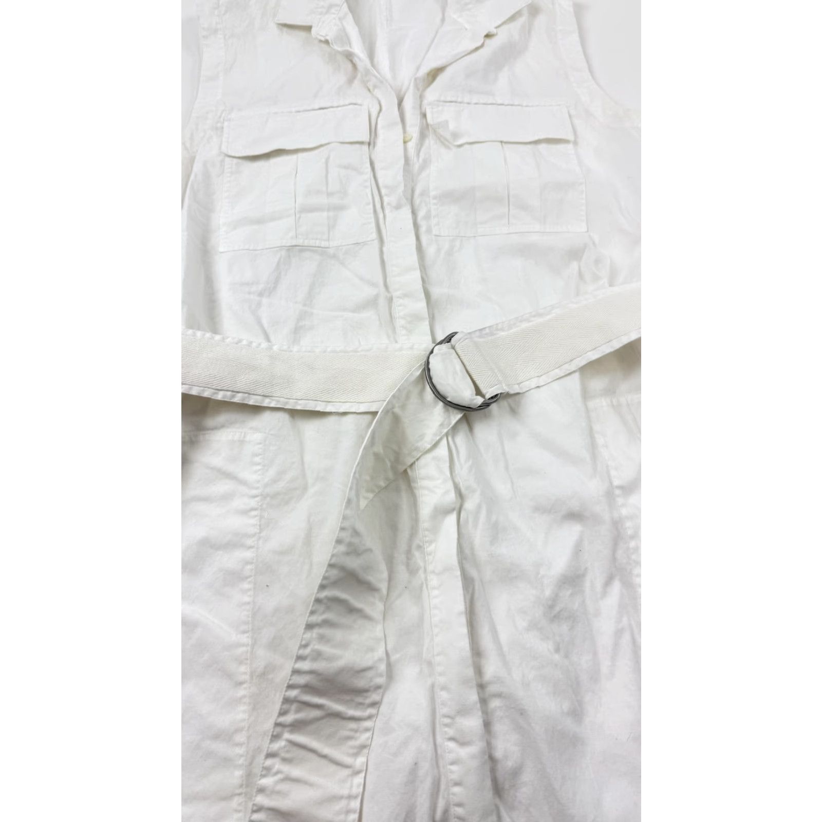 Helmut Lang VINTAGE Helmut Lang Dress Womens 4 White Sleeveless Belted Utility Shirt Safari Midi Size S / US 4 / IT 40 - 3 Thumbnail