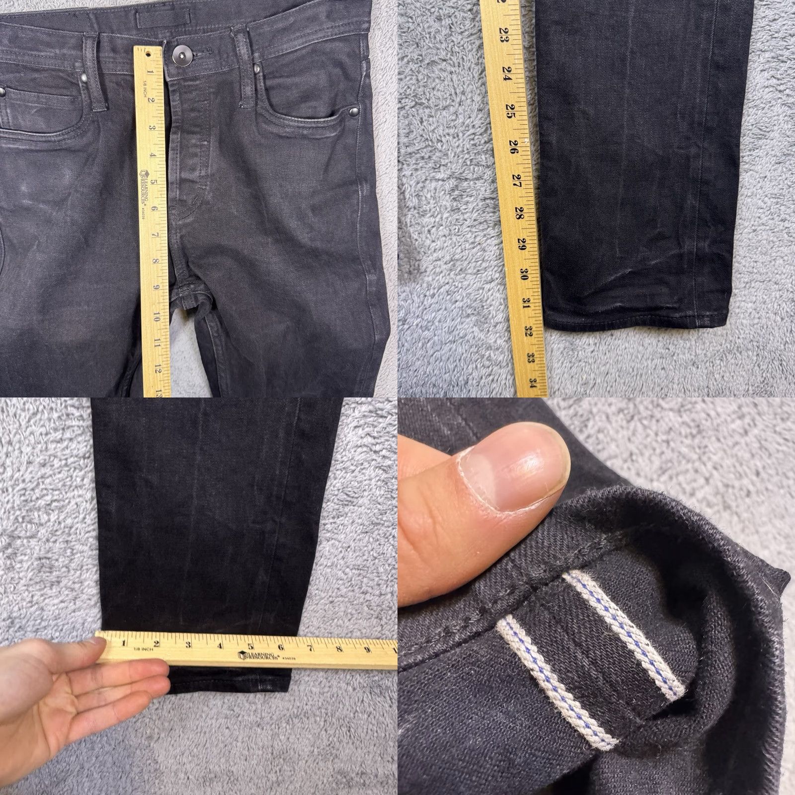 The Unbranded Brand Unbranded Jeans Mens 30x32 Raw Selvedge Skinny 11oz Stretch UB144 - Denim Regular 5-Pocket Black Cotton jeans Mens UB144 Size US 30 / EU 46 - 8 Thumbnail