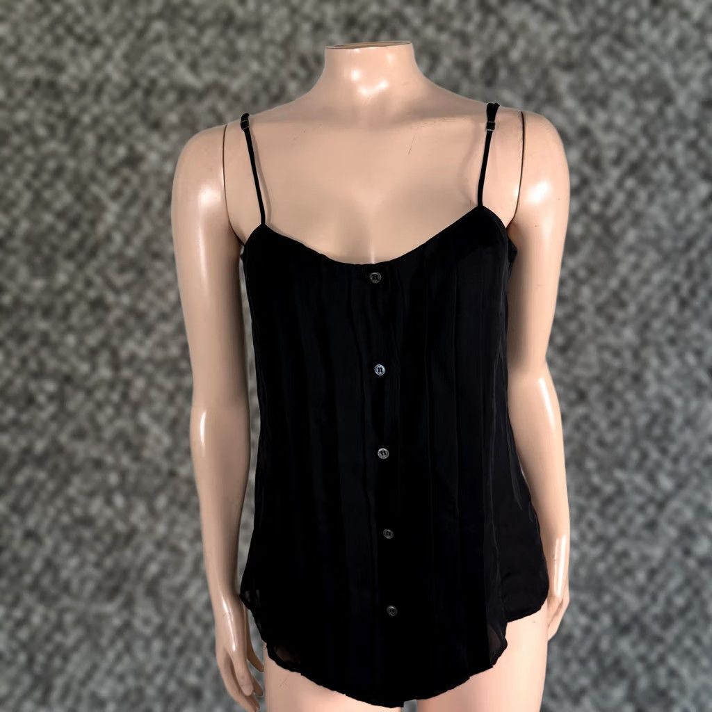 Nili Lotan Nili Lotan Shirt Women's Medium Silk Tank Top Pintuck Button Designer II20 Size M / US 6-8 / IT 42-44 - 1 Thumbnail