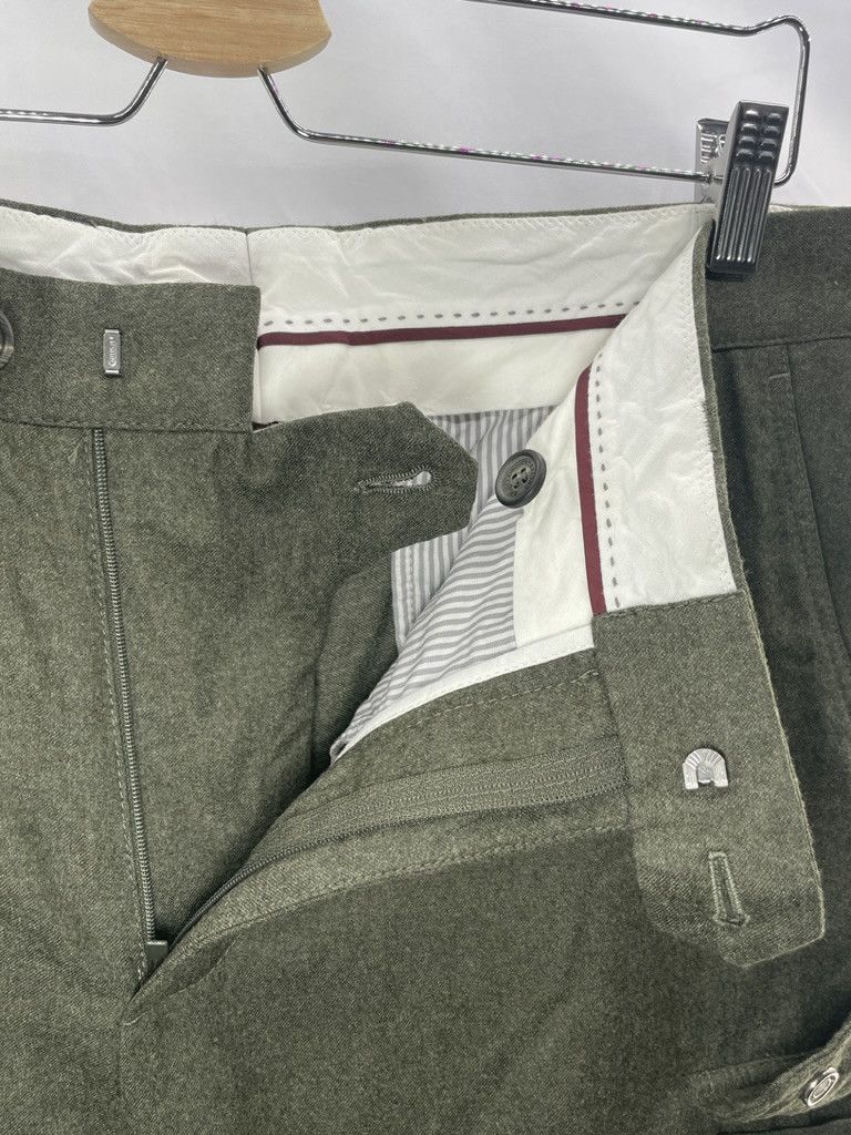 Brunello Cucinelli BRUNELLO CUCINELLI Green Flannel Wool Flat Front Cargo Pants Size US 36 / EU 52 - 16 Thumbnail