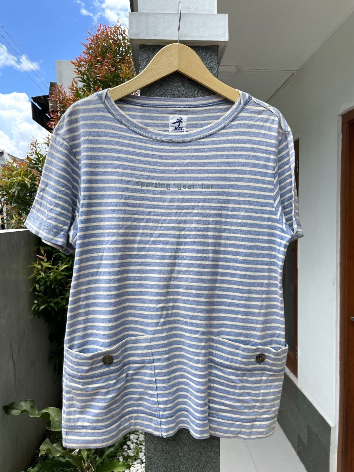 Hai Sporting Gear Issey Miyake Hai Sporting Gear Stripe Big Pocket Tshirt Size US M / EU 48-50 / 2 - 1 Thumbnail