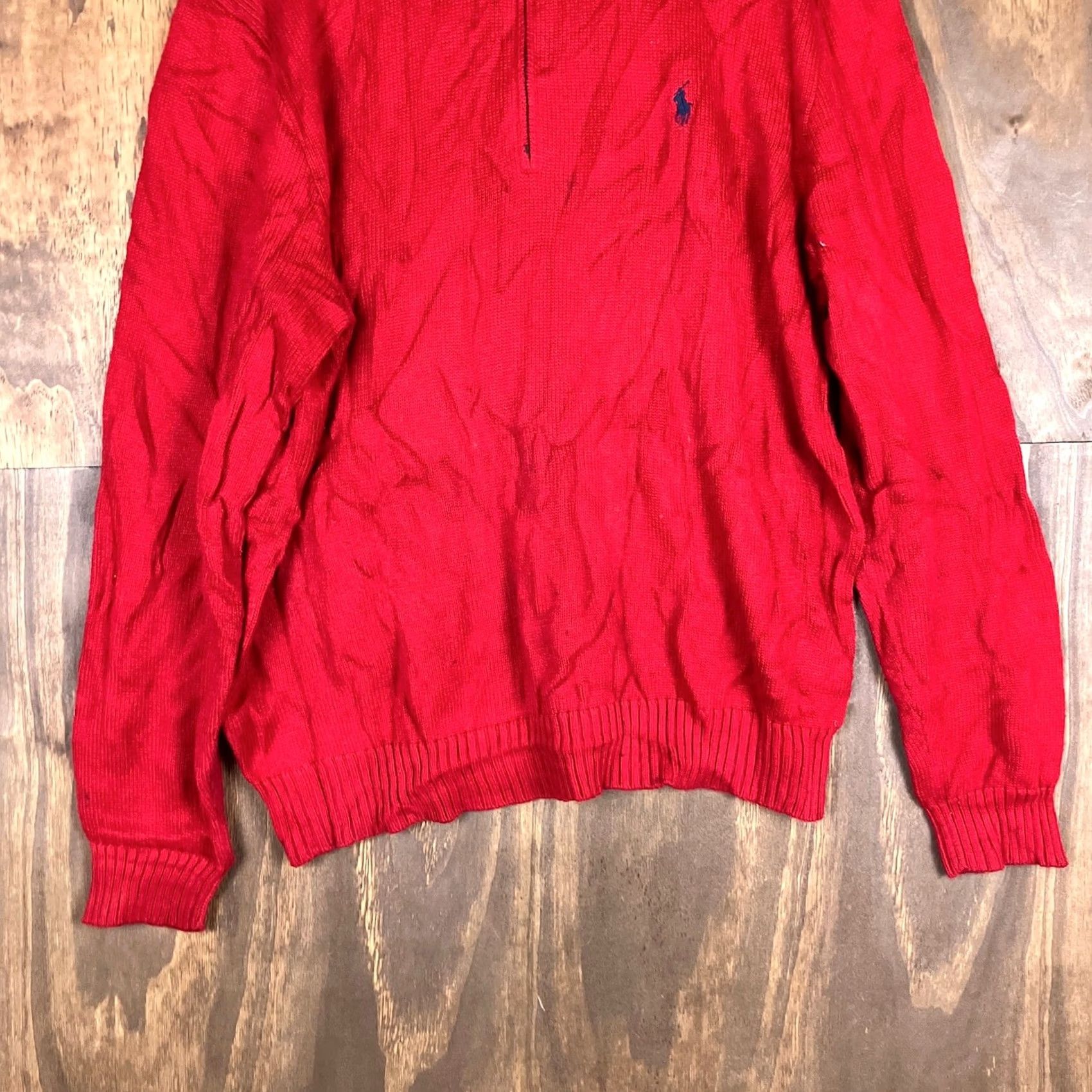 Ralph Lauren Polo Ralph Lauren Mens Sweater Red Pullover 1/4 Zip Long Sleeve XLarge Knit V-Neck Pullover Casual Workwear Classic Size US XL / EU 56 / 4 - 3 Thumbnail
