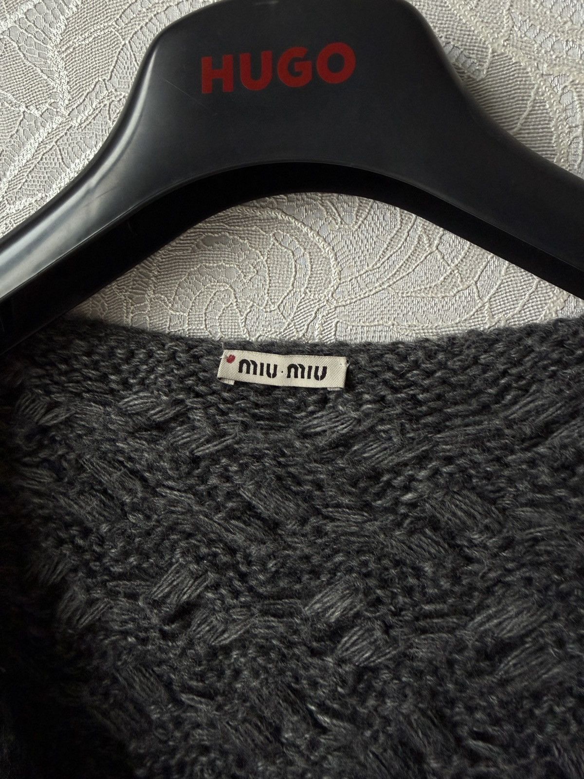 Miu Miu MIU MIU Gray Cable Knit Vest Jacket Cardigan 38 Knitwear Size XS / US 0-2 / IT 36-38 - 7 Thumbnail