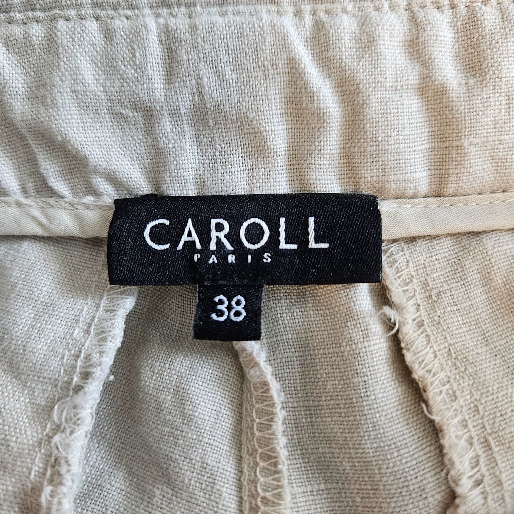 Vintage Caroll Paris Womens Linen Cropped Pants 38 Beige High Rise Cropped Linen Pants Womens 38 Beige Caroll Paris Size 26" / US 2 / IT 38 - 7 Thumbnail