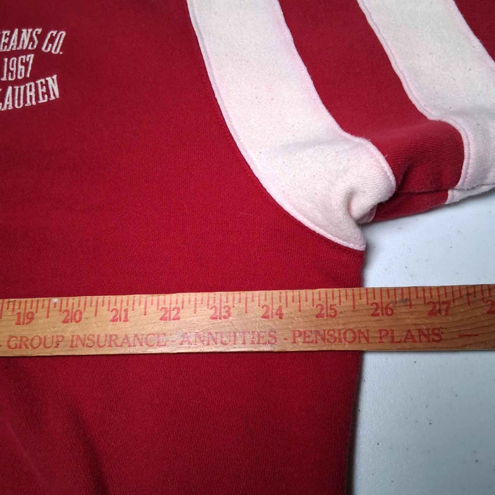Vintage VINTAGE Ralph Lauren Polo Jeans Sweatshirt Men L Red 1/4 Zip Hoodie Pullover Nautical Preppy Retro Denim Knit Embroidred Stripe Pattern Used Size US L / EU 52-54 / 3 - 4 Thumbnail