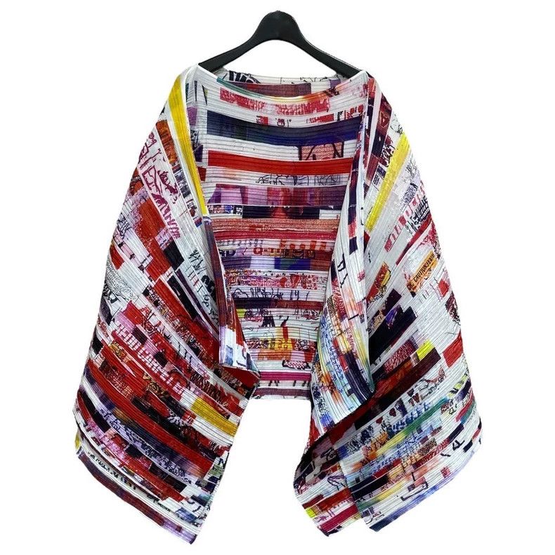 Issey Miyake Issey Miyake Red and white color-blocked shawl Size S / US 4 / IT 40 - 1 Thumbnail