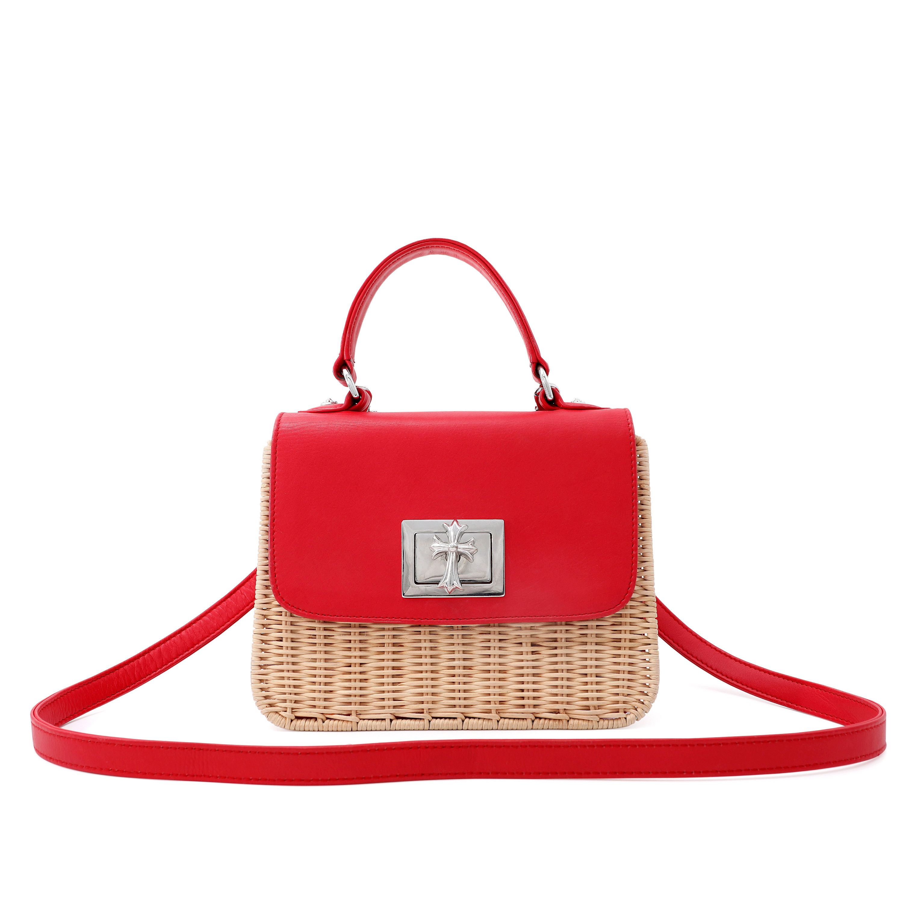 Chrome Hearts Wicker Top Handle Bag Red Leather Flap Size ONE SIZE - 2 Thumbnail
