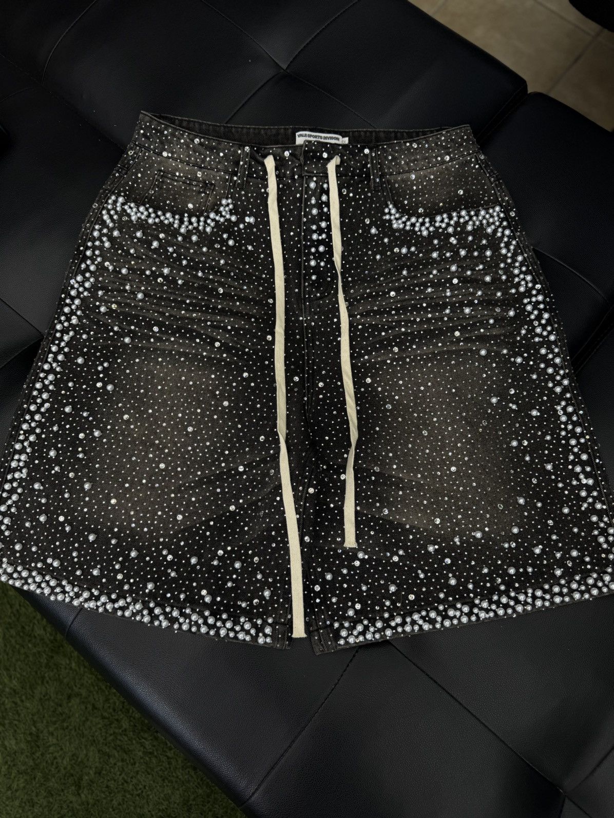 Vale Valley Rhinestone Crystal Shorts Denim Black Size 32 Size US 32 / EU 48 - 1 Thumbnail