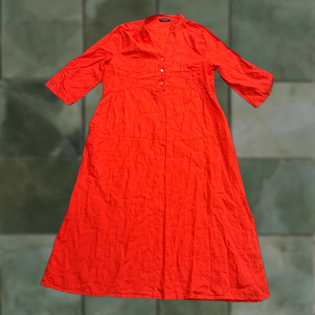 VINTAGE Francesca Bettini Linen Cotton Midi Dress Women Size L