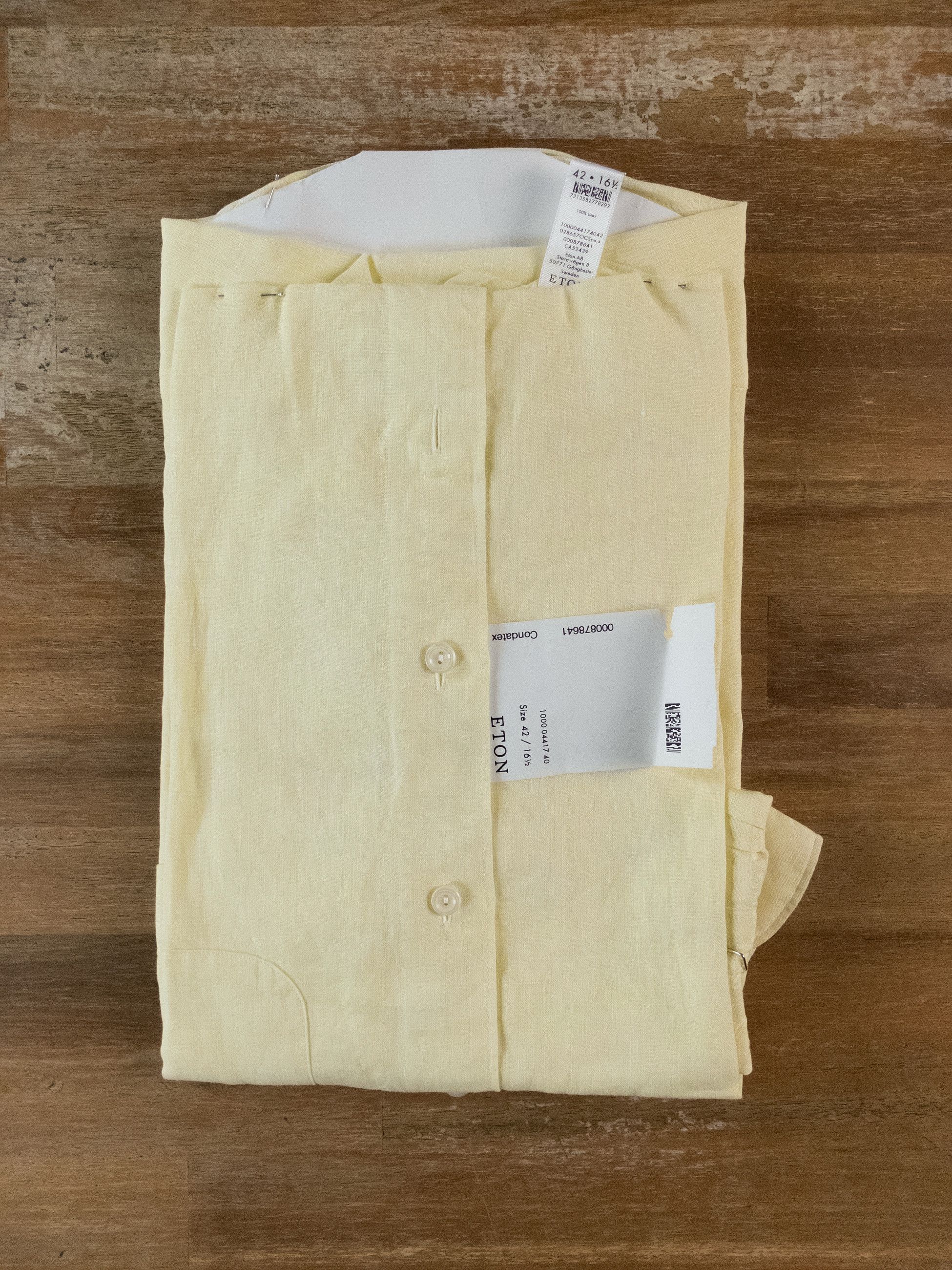 Eton ETON of Sweden contemporary fit yellow linen shirt 42 Large Size US L / EU 52-54 / 3 - 8 Thumbnail