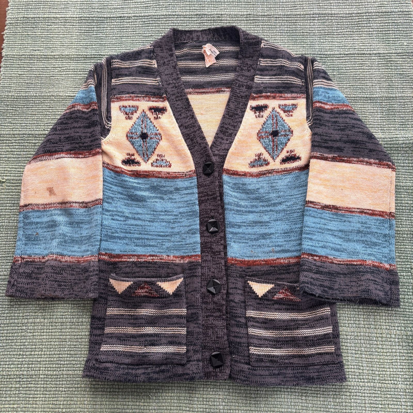Vintage Vintage 70s Womens Knit Cardigan Boho Southwestern Hippie Size L / US 10 / IT 46 - 1 Thumbnail