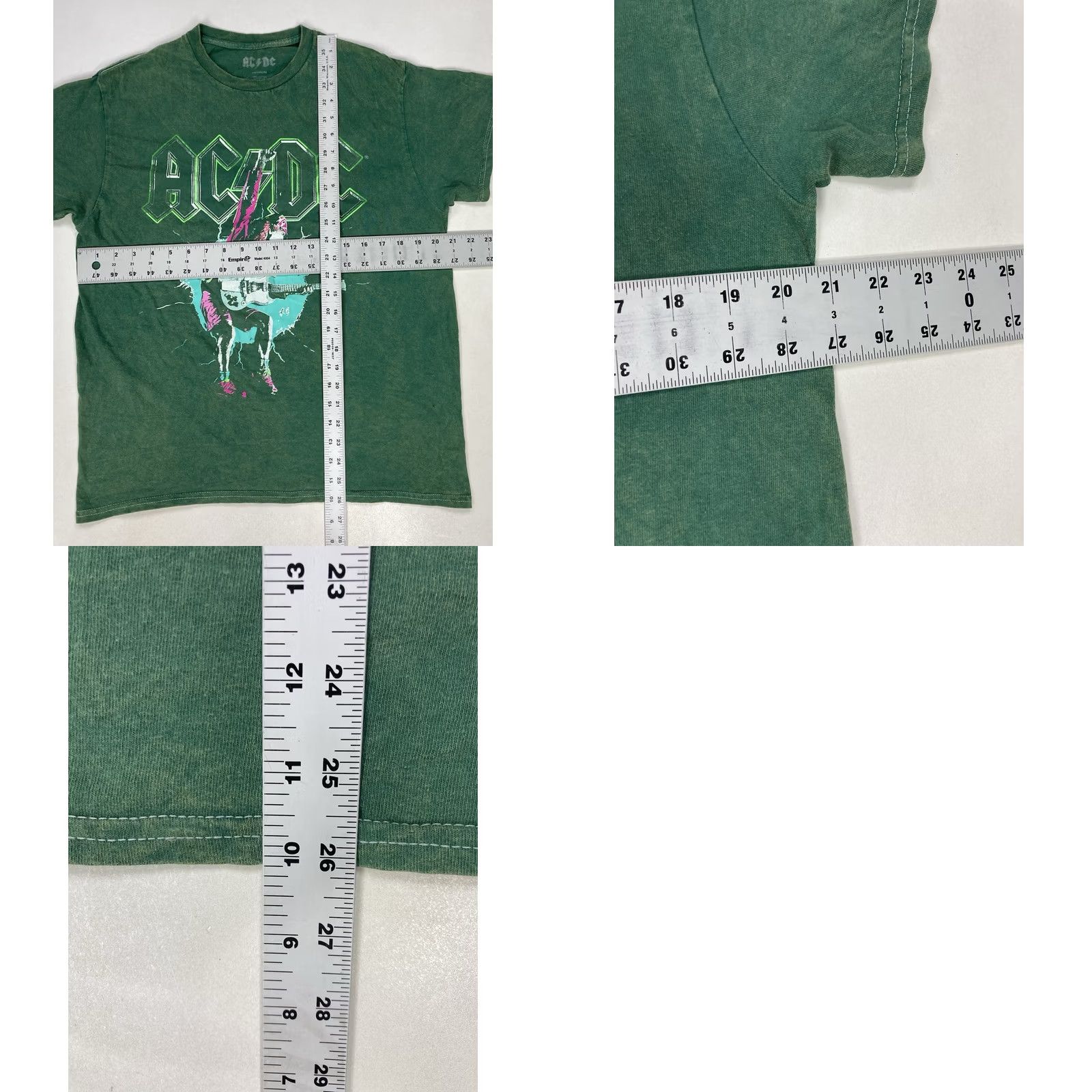 Vintage ACDC Graphic T-shirt Women Medium Green Acid Wash Short Sleeve Music Shirt Size M / US 6-8 / IT 42-44 - 8 Thumbnail