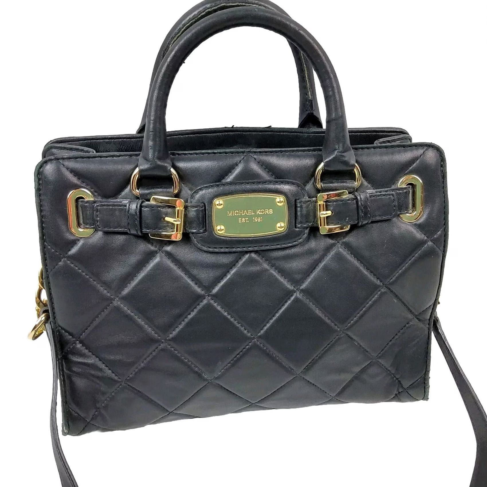 Michael Kors Michael Kors MK Quilted Shoulder Handbag Purse Bag Leather Black Women Purposed MK Shoulder Bag Size ONE SIZE - 2 Thumbnail