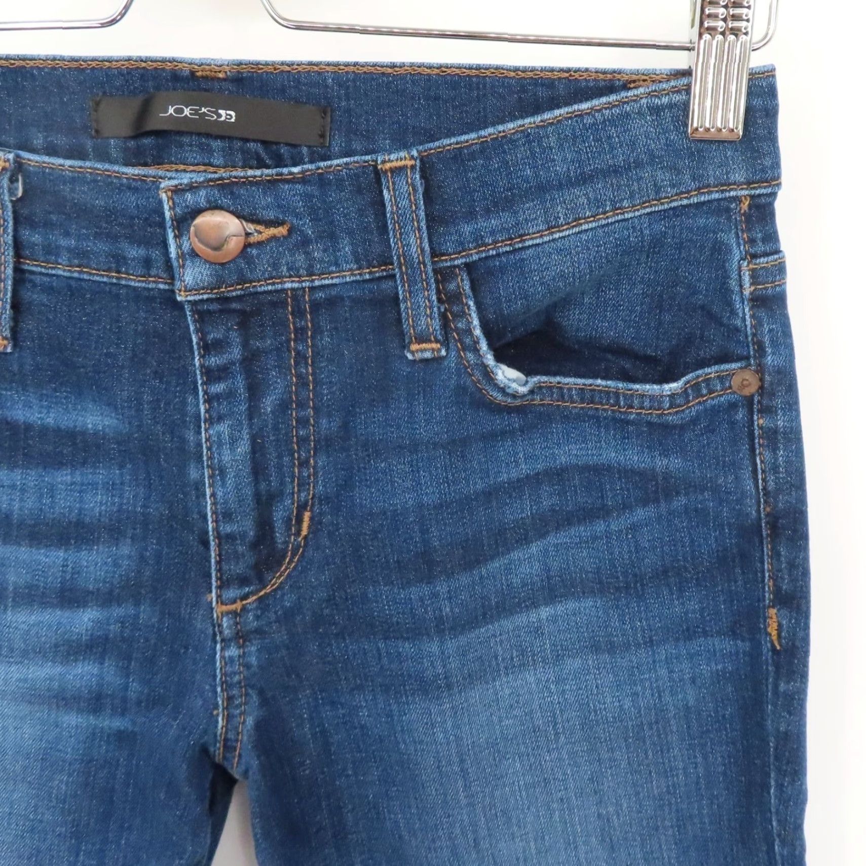 Vintage Joes Jeans Women 26 Straight Ankle Solid Dark Blue Wash Denim Pants Cotton Blend - 5-Pocket Style Regular Fit Size 26" / US 2 / IT 38 - 3 Thumbnail