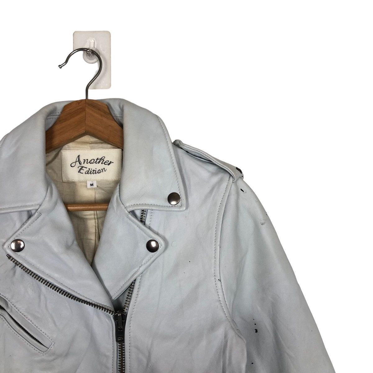 Japanese Brand VINTGE DOUBLE BREAST COLLAR LEATHER BIKER JACKET ANOTHERCLIP Size US M / EU 48-50 / 2 - 5 Thumbnail