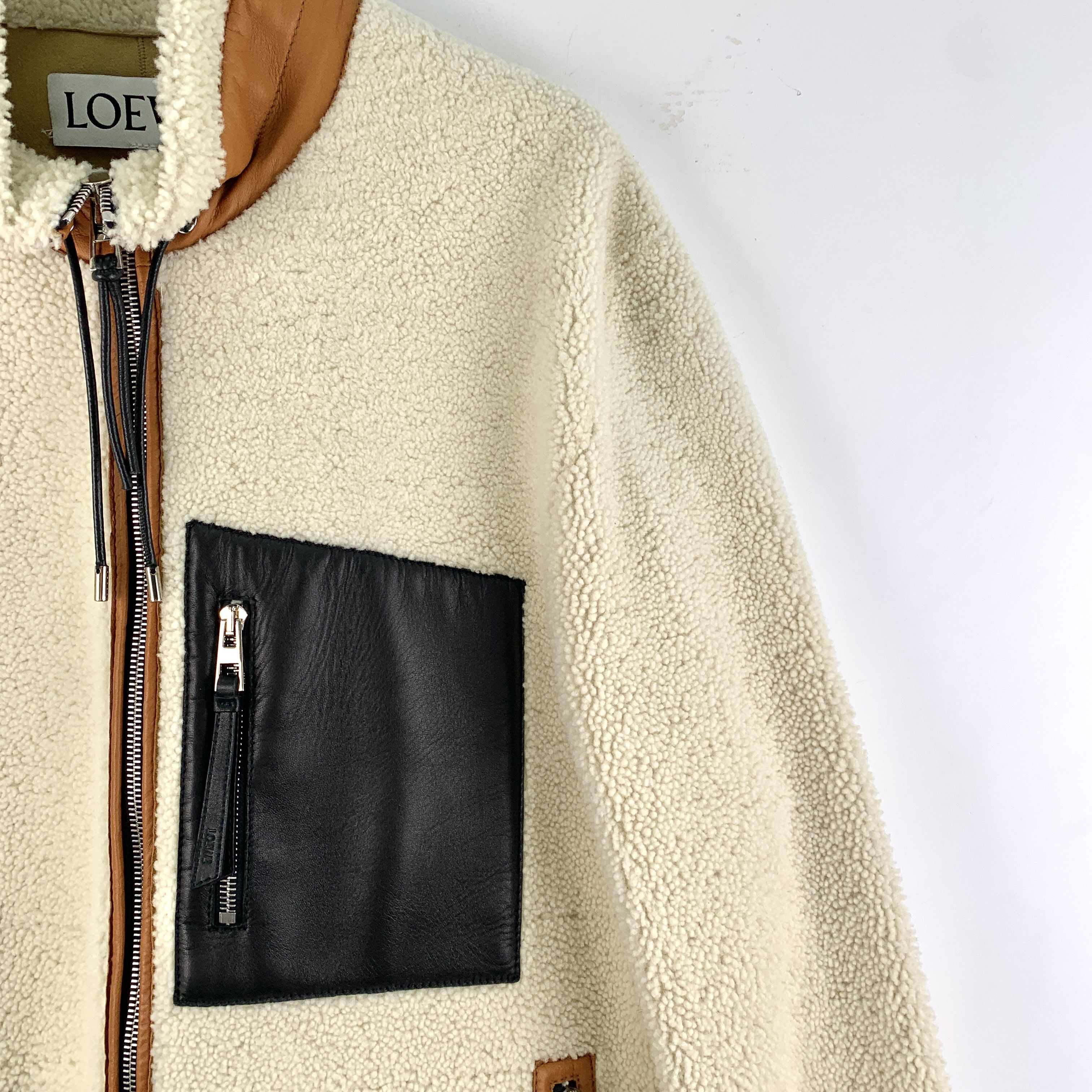Loewe Beige Shearling Leather Jacket (Size 52)