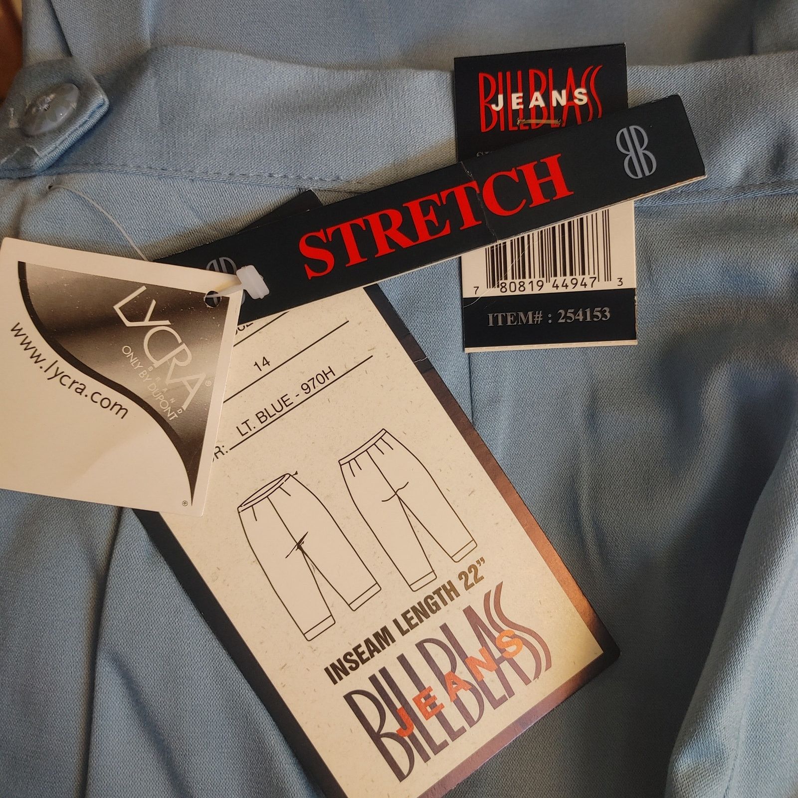 Other Billblass Jeans Women's 14 Light Blue Capri Stretch Bottoms Size 36" / US 14 / IT 50 - 4 Thumbnail