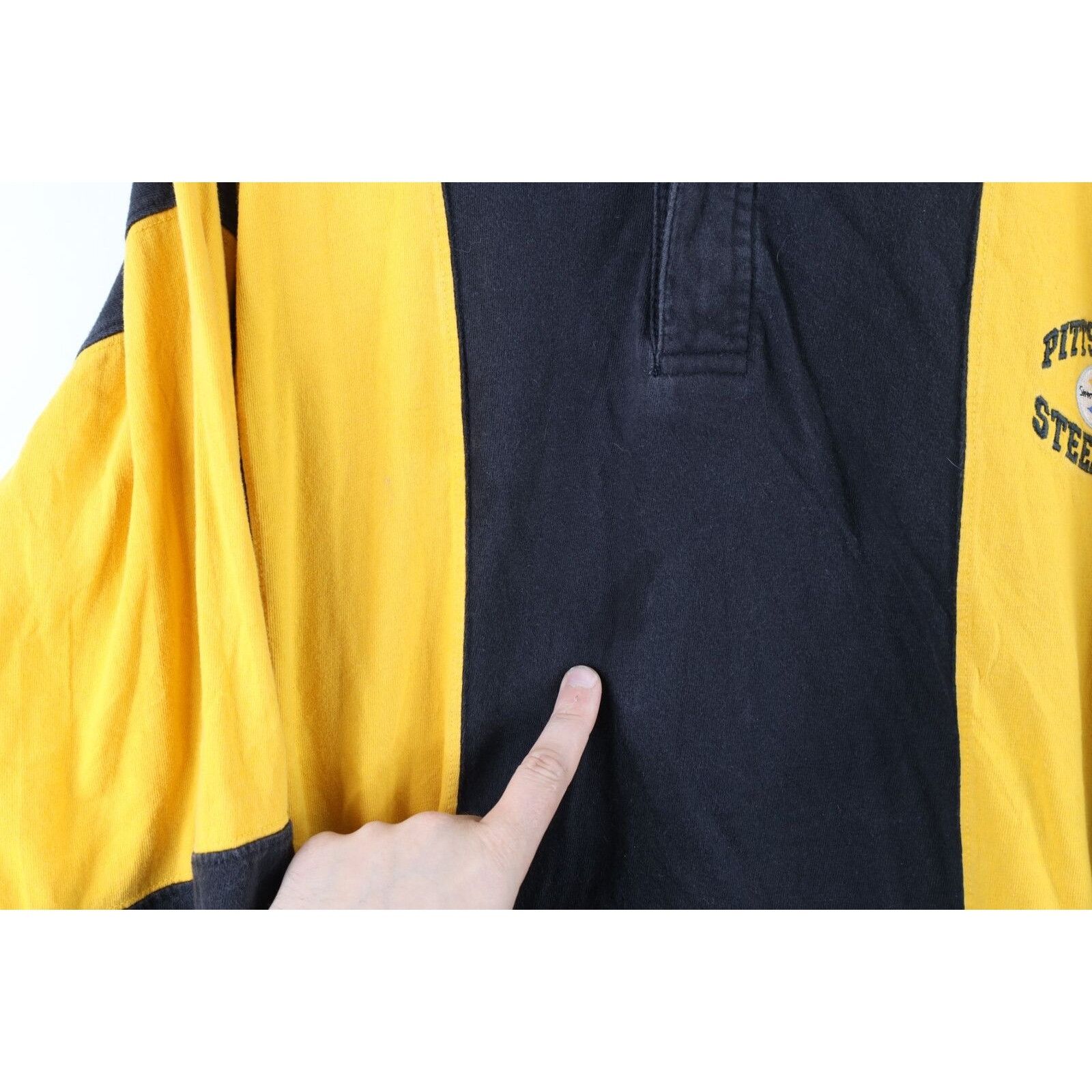 Vintage 90s Faded Pittsburgh Steelers Long Sleeve Polo