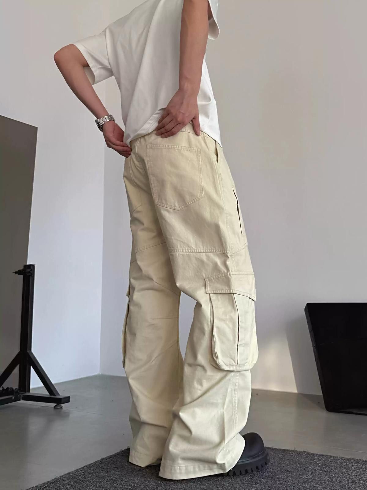 Other Beige Wide Leg Cargo Pants, Loose Fit Utility Pants Size US 32 / EU 48 - 6 Thumbnail