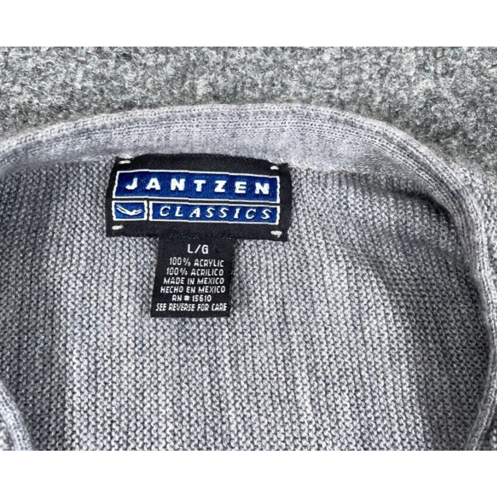 Jantzen VINTAGE Jantzen Cardigan Sweater Adult Large Gray Lightweight Knit 80s 90s Mens Size US L / EU 52-54 / 3 - 3 Thumbnail
