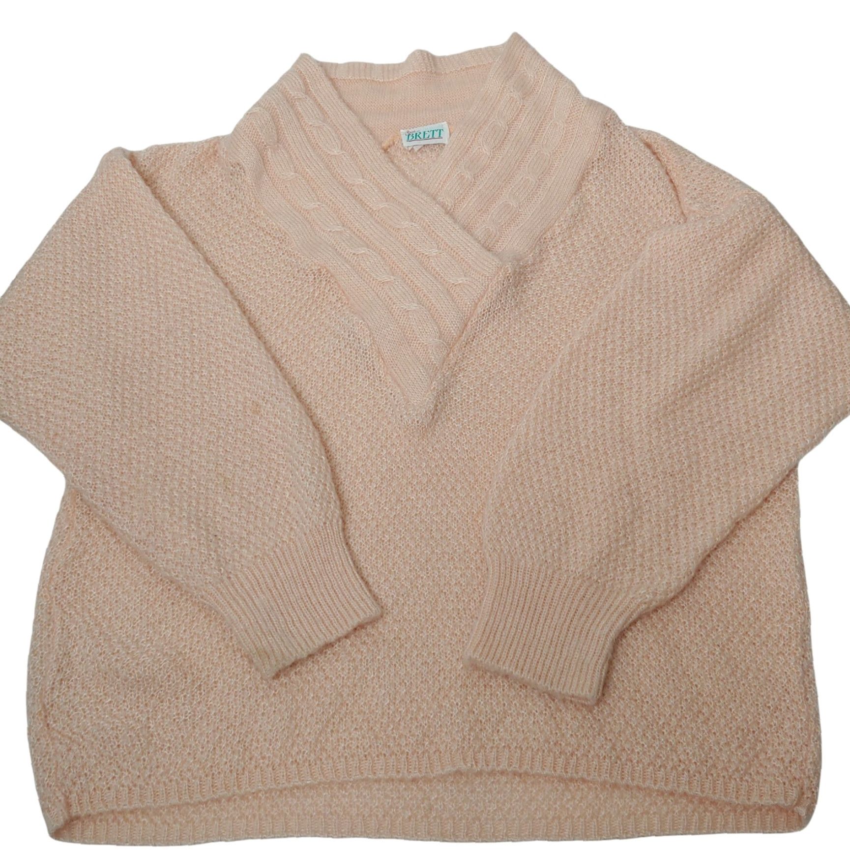 Vintage VINTAGE Sue Brett Sweater Medium Peach Pullover Shawl Collar 1980s Womens Size M / US 6-8 / IT 42-44 - 3 Thumbnail
