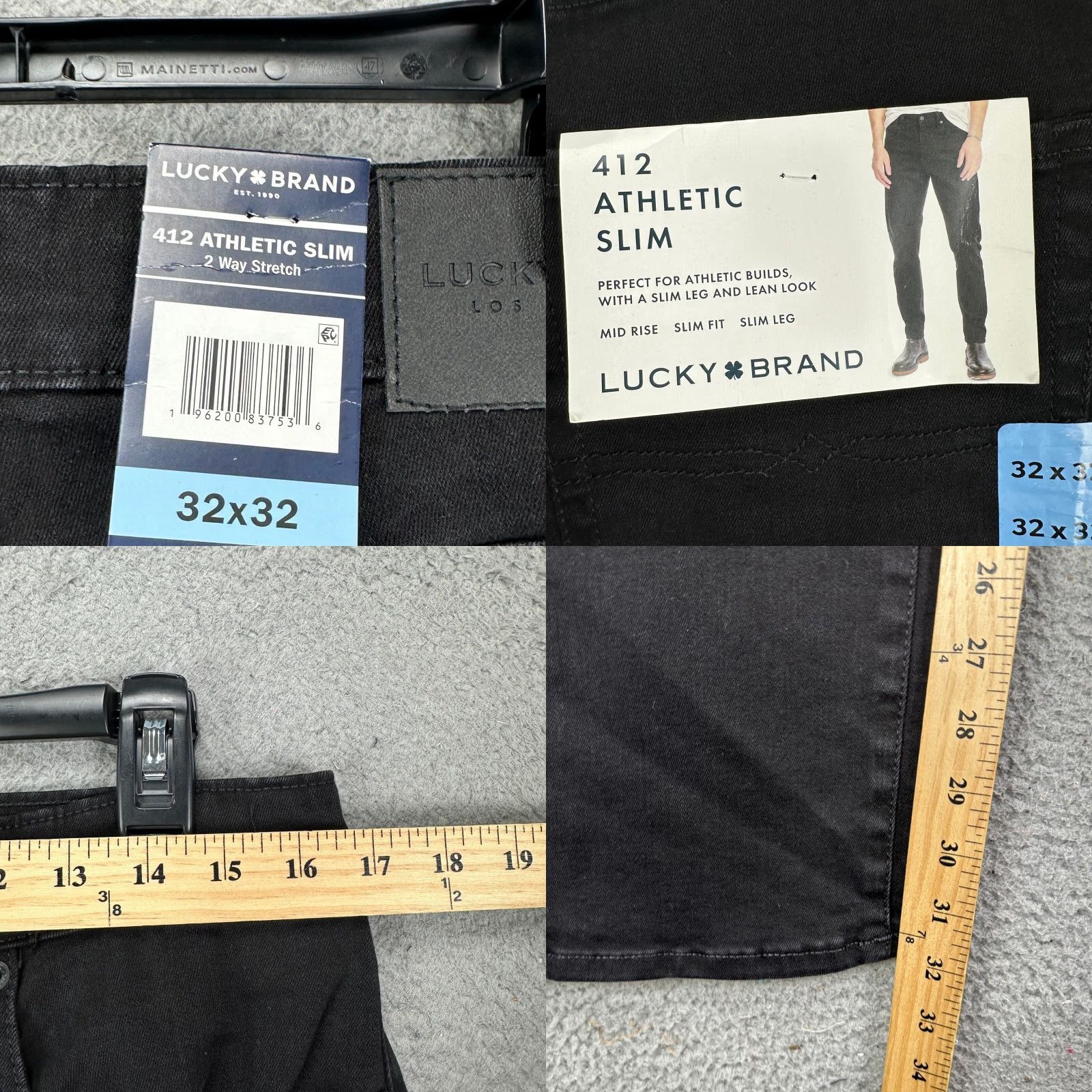 Lucky Brand Lucky Brand 412 Jeans Mens Slim Athletic Dark Denim 32 Regular Distressed Mid Rise 32x32 New with Tags Mens Size US 32 / EU 48 - 8 Thumbnail