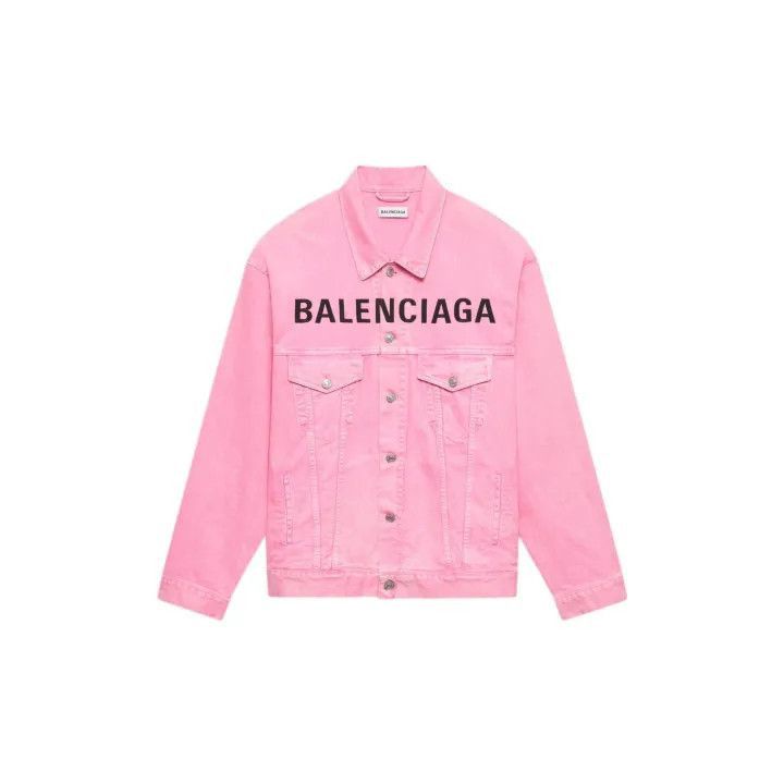 Balenciaga Balenciaga Pink Logo Denim Jacket for Women 0079-2507 Size XS / US 0-2 / IT 36-38 - 2 Thumbnail