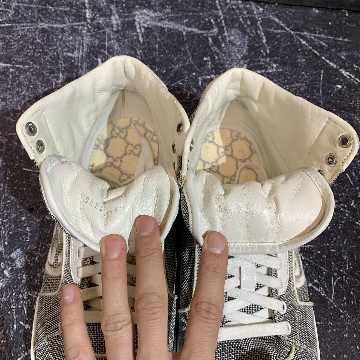 Gucci Gucci GG Baling Fabric High Top Grey Sneakers Size 13.5 47.5 Size US 13 / EU 46 - 17 Thumbnail