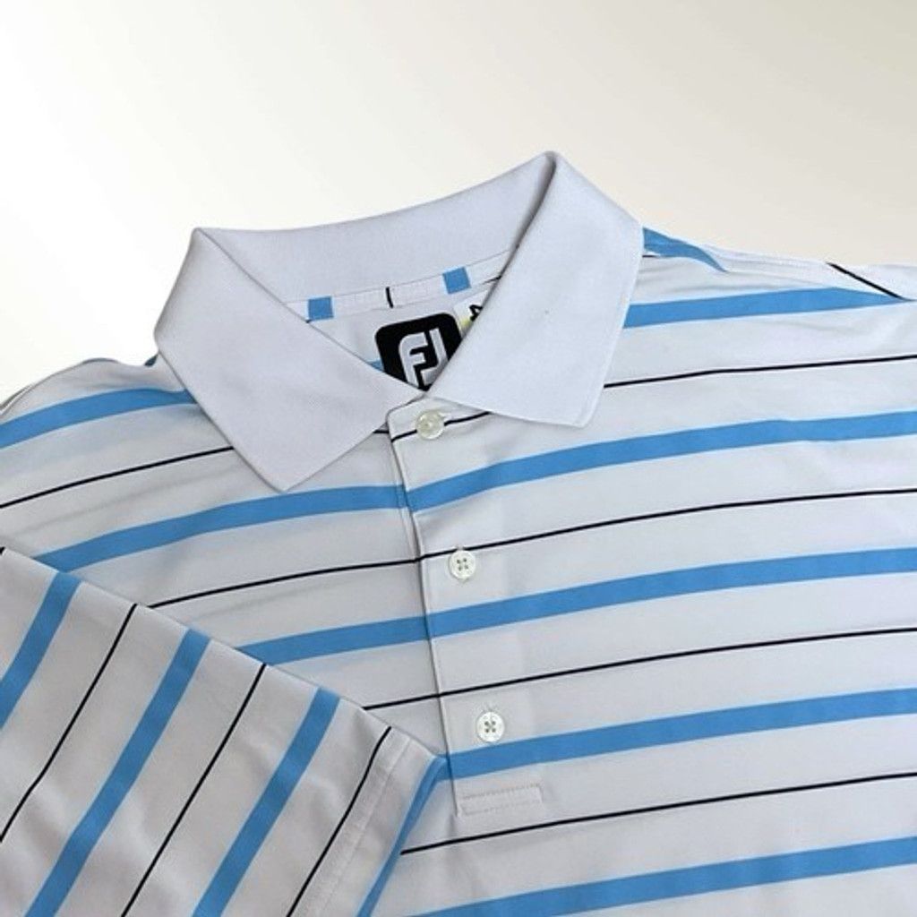 Footjoy FootJoy White/Blue Striped Performance Golf Polo Shirt Men M Size US M / EU 48-50 / 2 - 1 Thumbnail