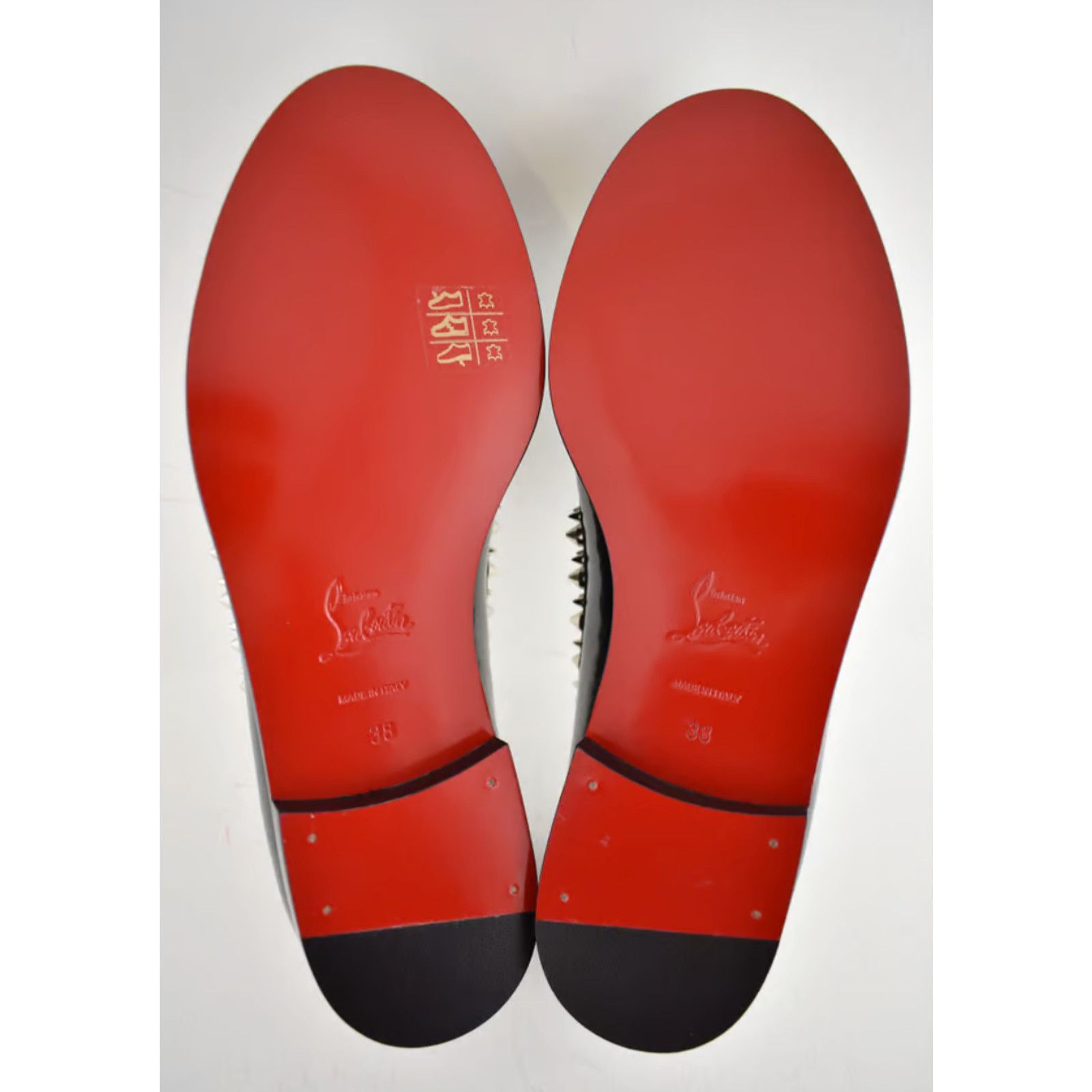 Christian Louboutin Mattia Spikes Donna Flat Black Calf Leather Slip Loafer 38 Size US 8 / IT 38 - 11 Thumbnail