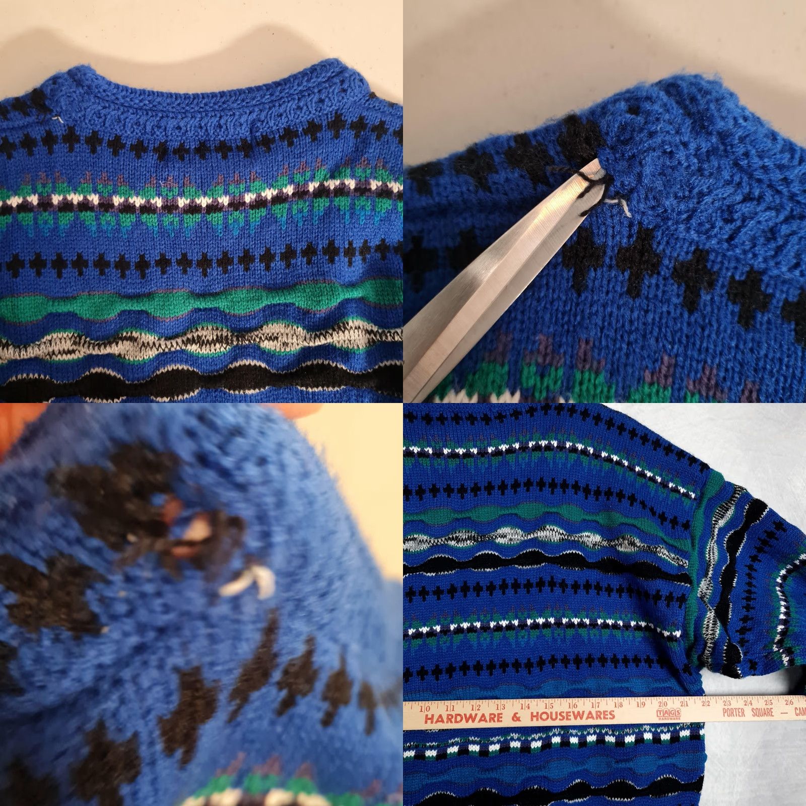 Vintage VINTAGE Concrete Sweater Mens Large Blue 3D Knit Geometric Chunky Crewneck 90s Retro Streetwear Size US L / EU 52-54 / 3 - 10 Thumbnail