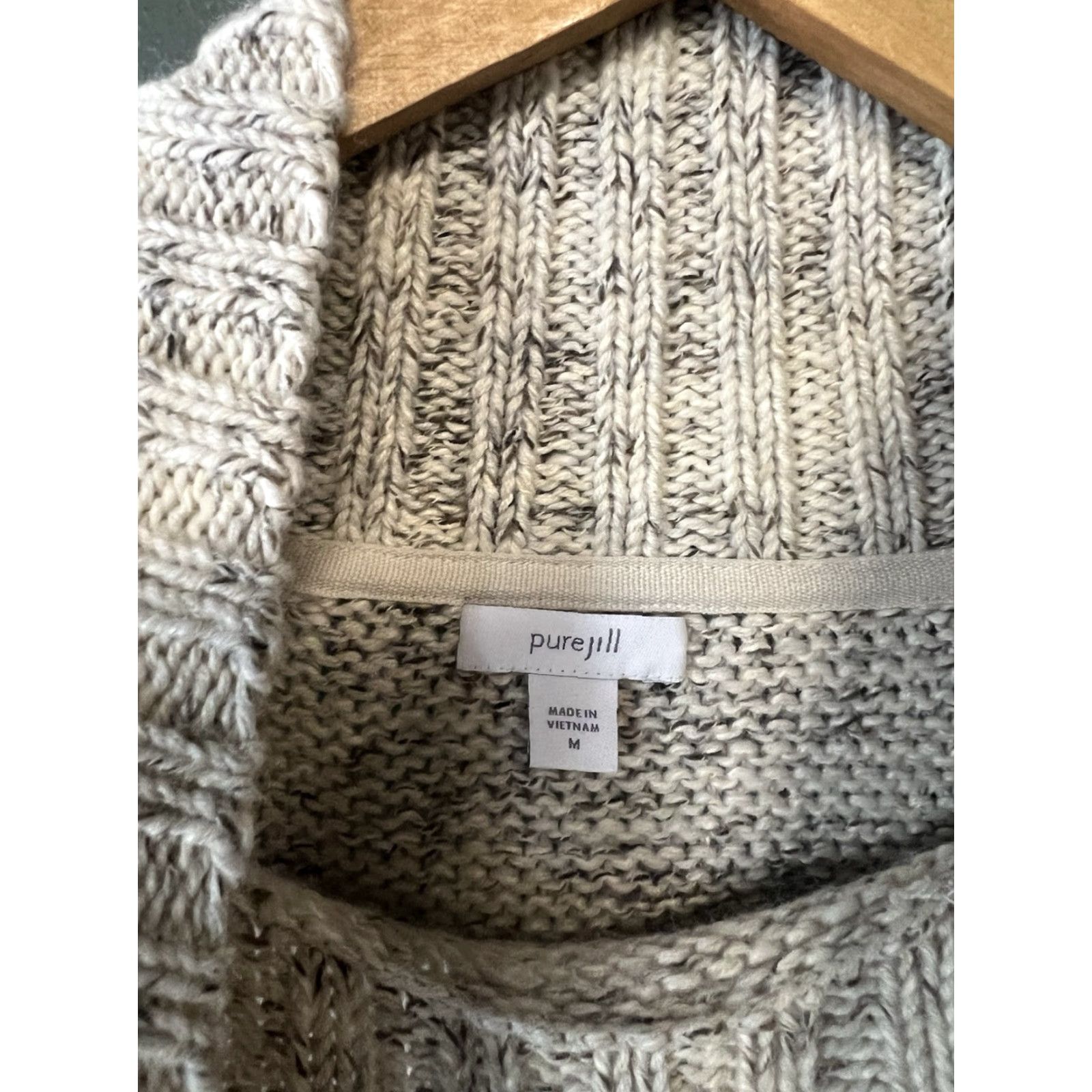 J. Jill VINTAGE Pure Jill Womens Knit Pullover Sweatshirt Mock Neck Beige M Women Size M / US 6-8 / IT 42-44 - 3 Thumbnail