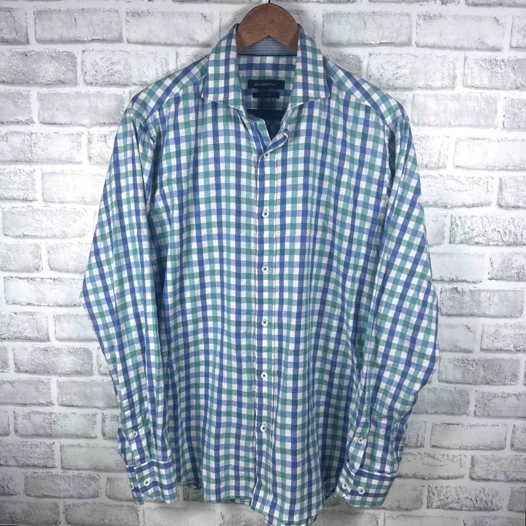 BUGATCHI Bugatchi Shaped Fit Blue Plaid Longsleeve Button Down Shirt Mens M Color Blue Pattern Plaid Button-Up Collar Button-Down Sleeve Long Shirt Mens M Size US M / EU 48-50 / 2 - 2 Thumbnail