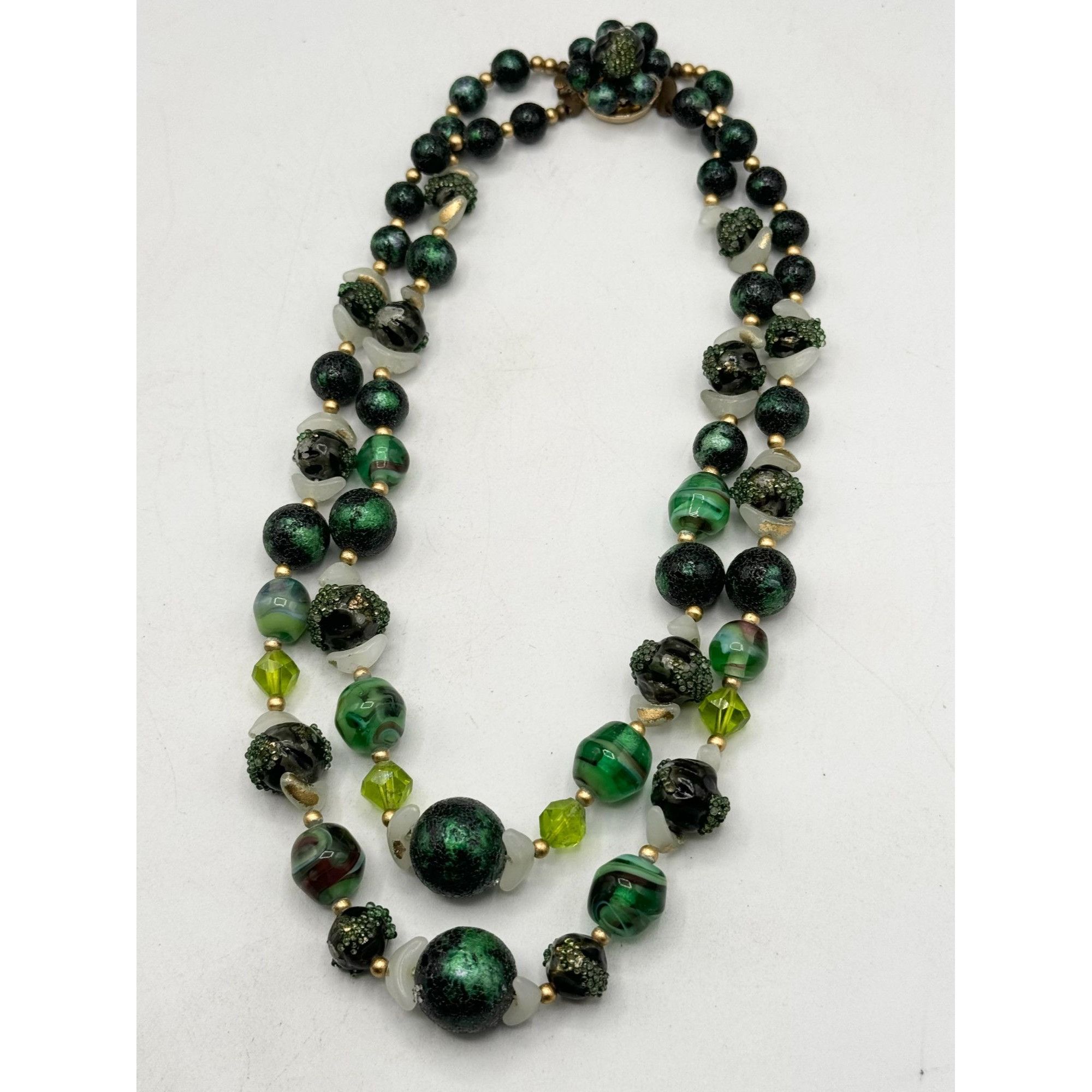 Vintage Vintage Japan Green Art glass beaded collar necklace Size ONE SIZE - 6 Thumbnail