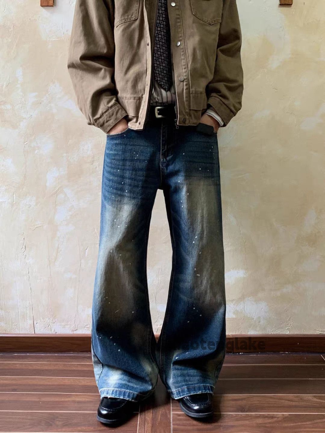 Jean xz vintage washed faded wide Leg flared hiphop jeans Size US 32 / EU 48 - 1 Thumbnail