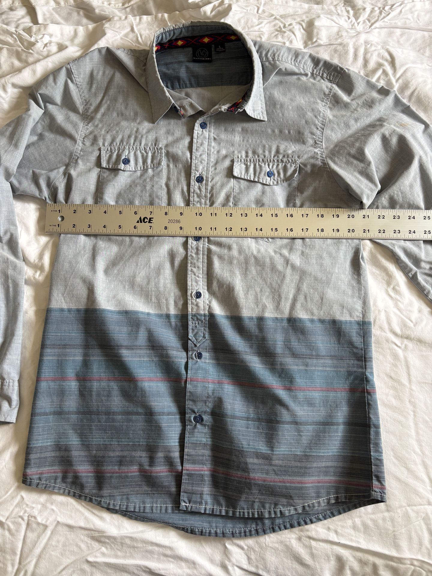 Burnside Chambray color-block button down shirt Size US L / EU 52-54 / 3 - 2 Thumbnail
