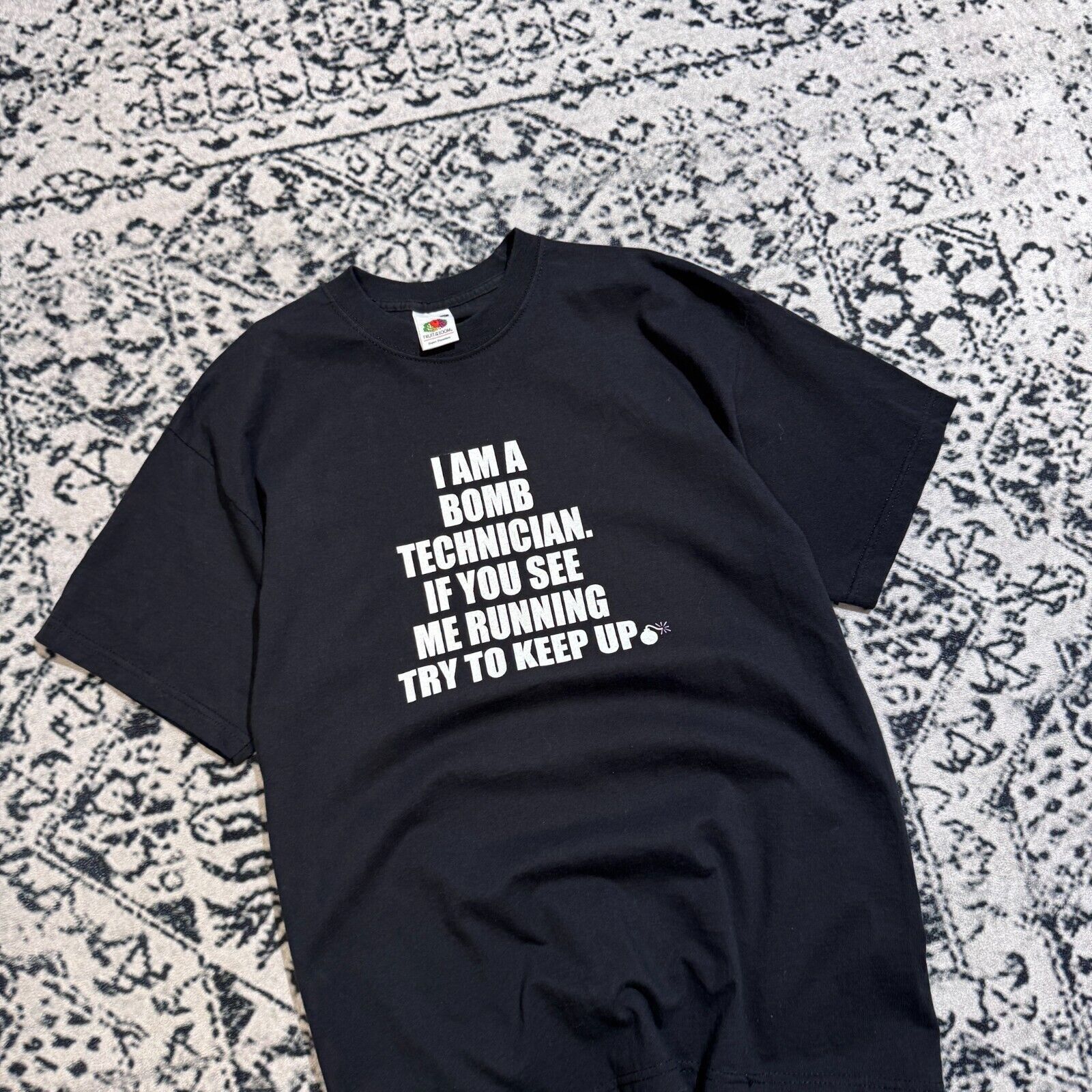 Vintage Vintage Unisex Black Cotton T-Shirt Size M Bomb Technician Size US M / EU 48-50 / 2 - 4 Thumbnail