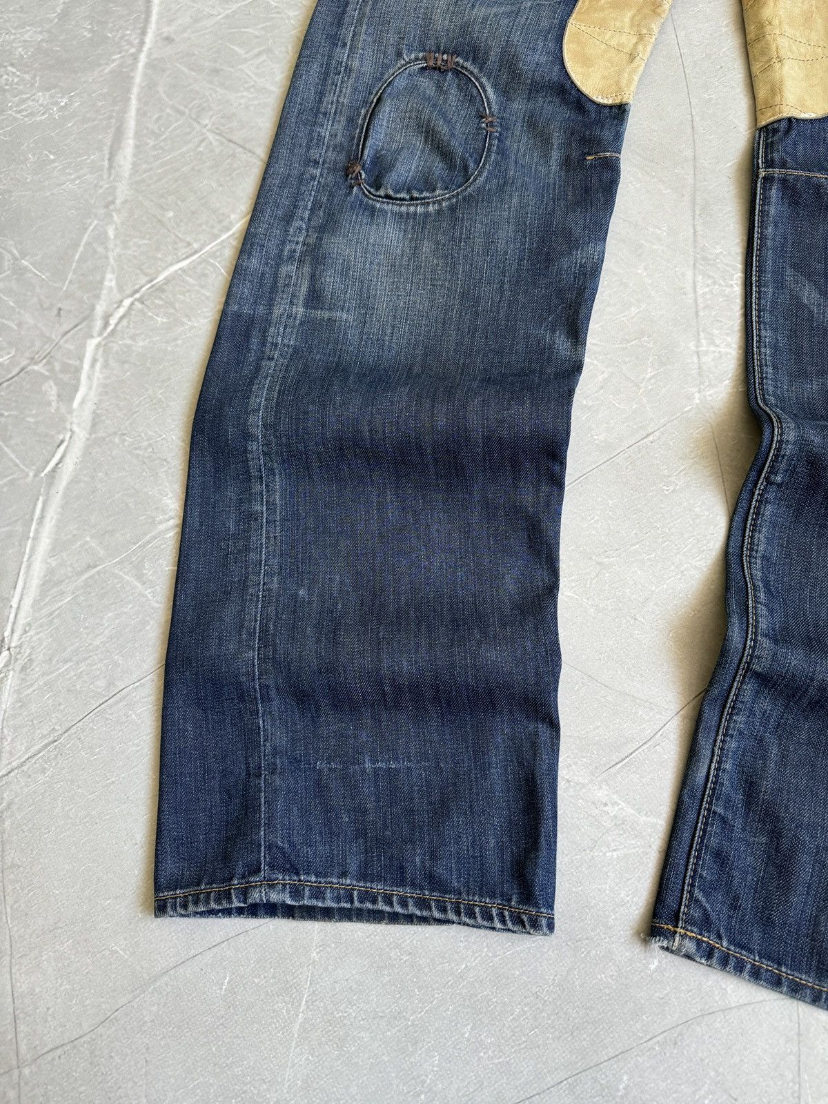Replay VTG Y2k Replay Denim Leather Baggy Jeans Distressed if6was9 Size US 29 - 4 Thumbnail