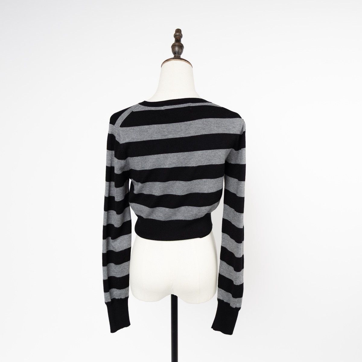 Other Paula Cahen D’Anvers Womens Striped Crop Sweater Black Gray Size M / US 6-8 / IT 42-44 - 2 Thumbnail