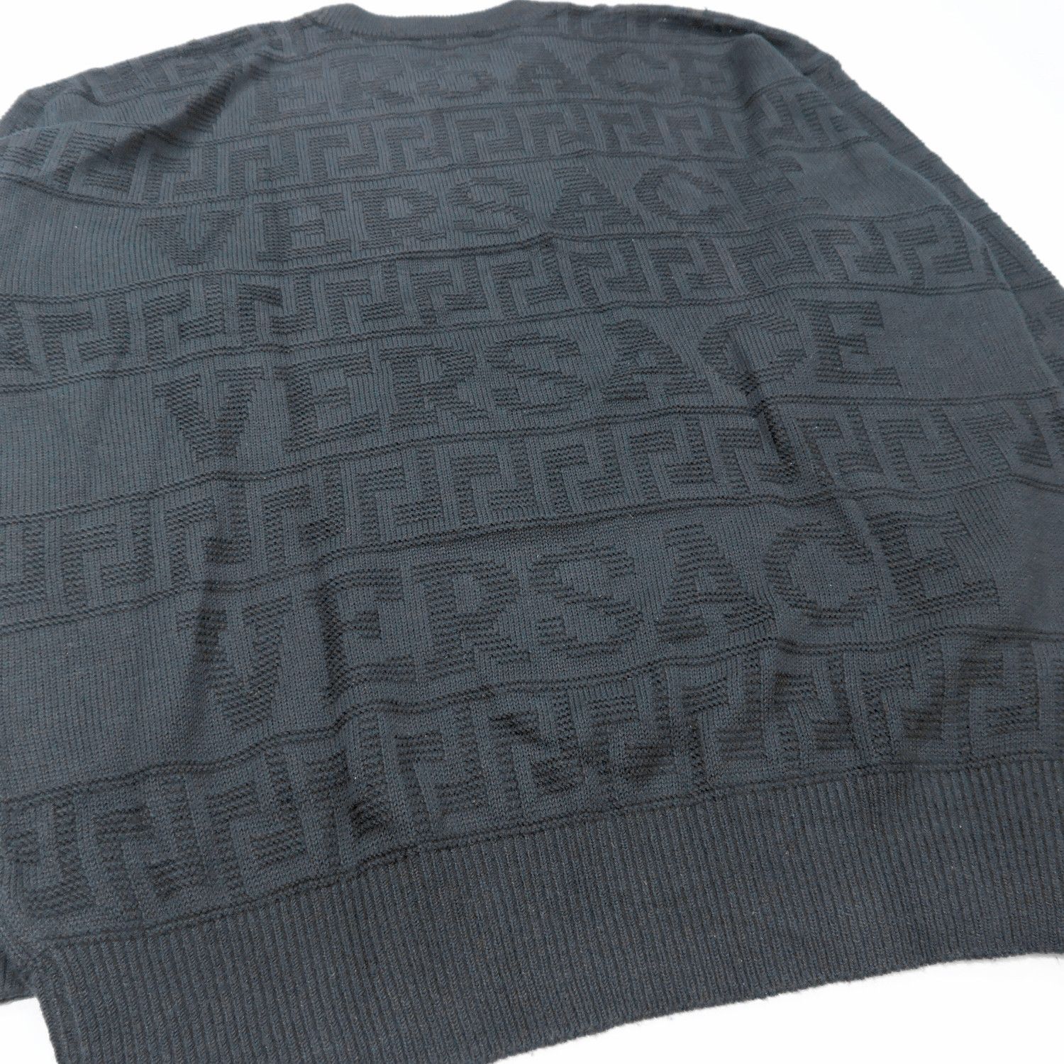 Versace BIG SPELL LOGO MONOGRAM LONG-SLEEVED KNIT SWEATER Size US M / EU 48-50 / 2 - 10 Thumbnail
