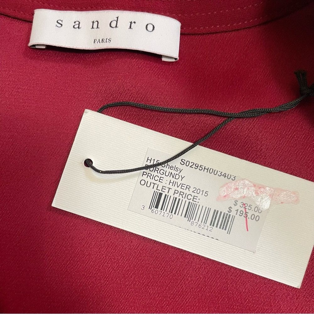 Sandro NWT New $325 Sandro Burgundy Viscose Long Sleeve Dress Size Size S / US 4 / IT 40 - 6 Thumbnail