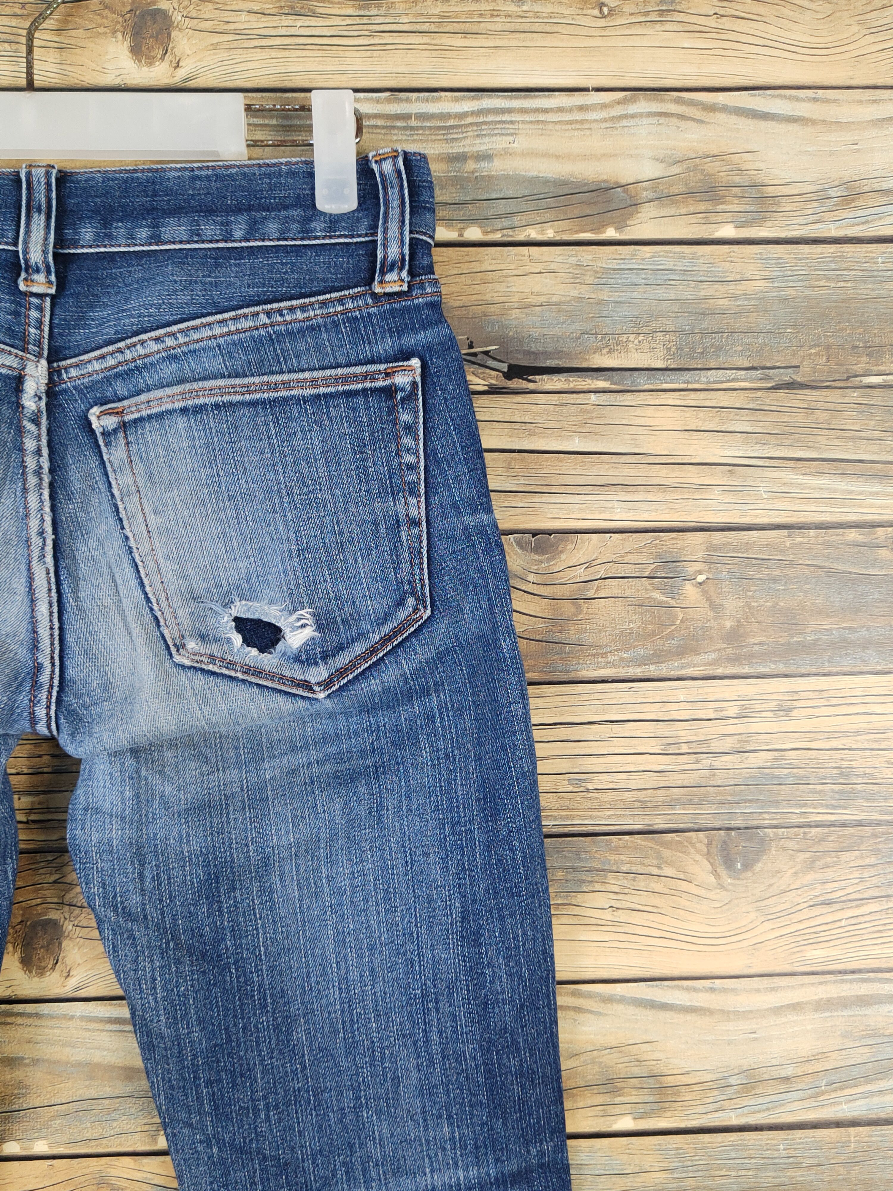 Japanese Brand Uniqlo Dark Blue Distressed Ripped denim Jeans #W1492 Size US 29 - 10 Thumbnail