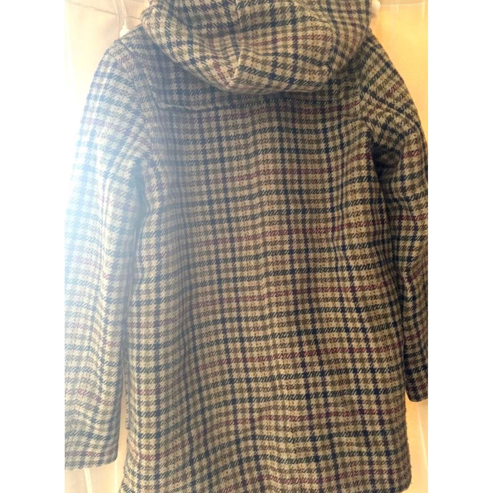 Harris Tweed VINTAGE Harris Tweed Plaid Duffle Hoodie Coat Jacket Women's S 100% Wool Gift JAPAN Size S / US 4 / IT 40 - 2 Thumbnail