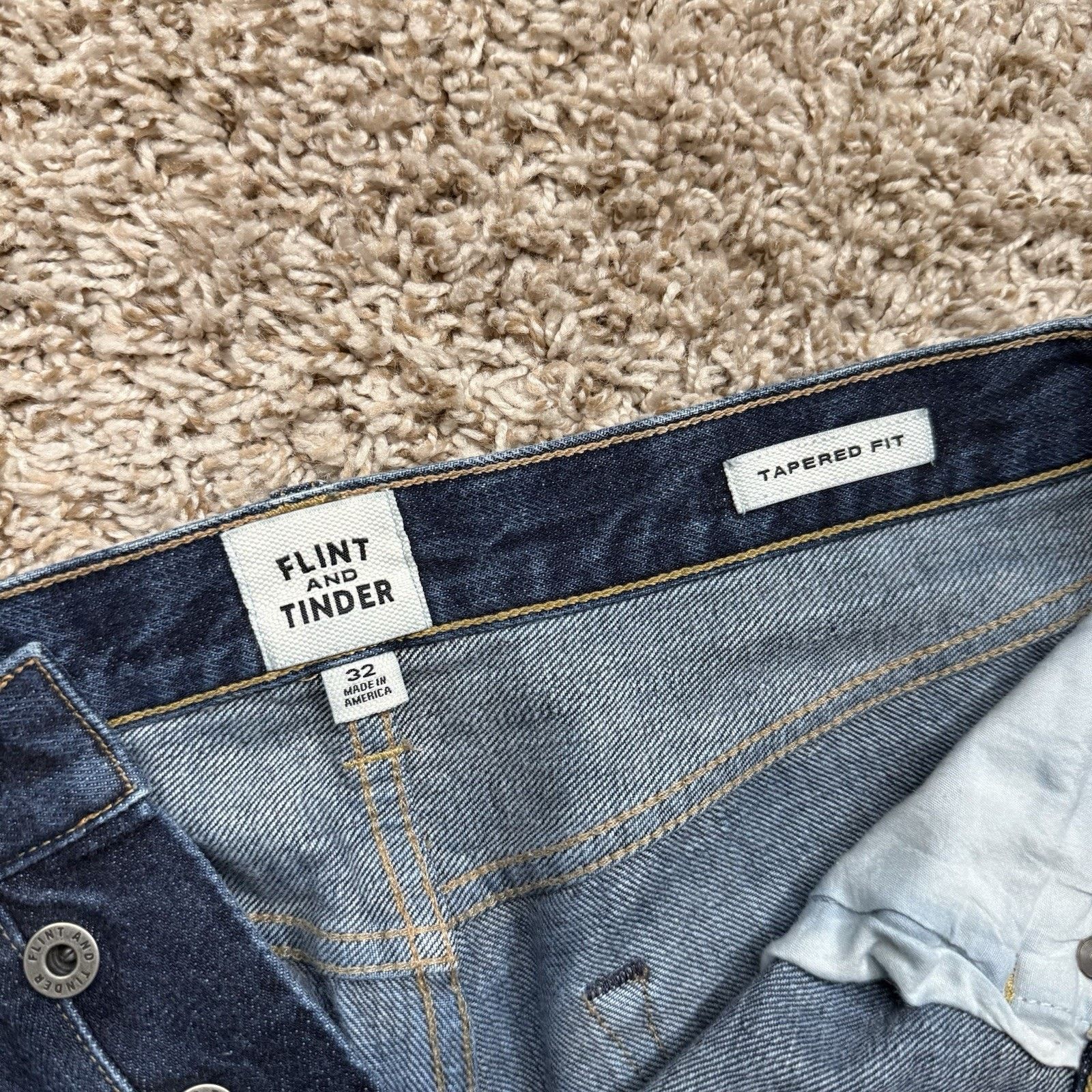 Flint And Tinder Flint And Tinder USA Selvedge Tapered Fit Denim Jeans Pants Size US 32 / EU 48 - 5 Thumbnail
