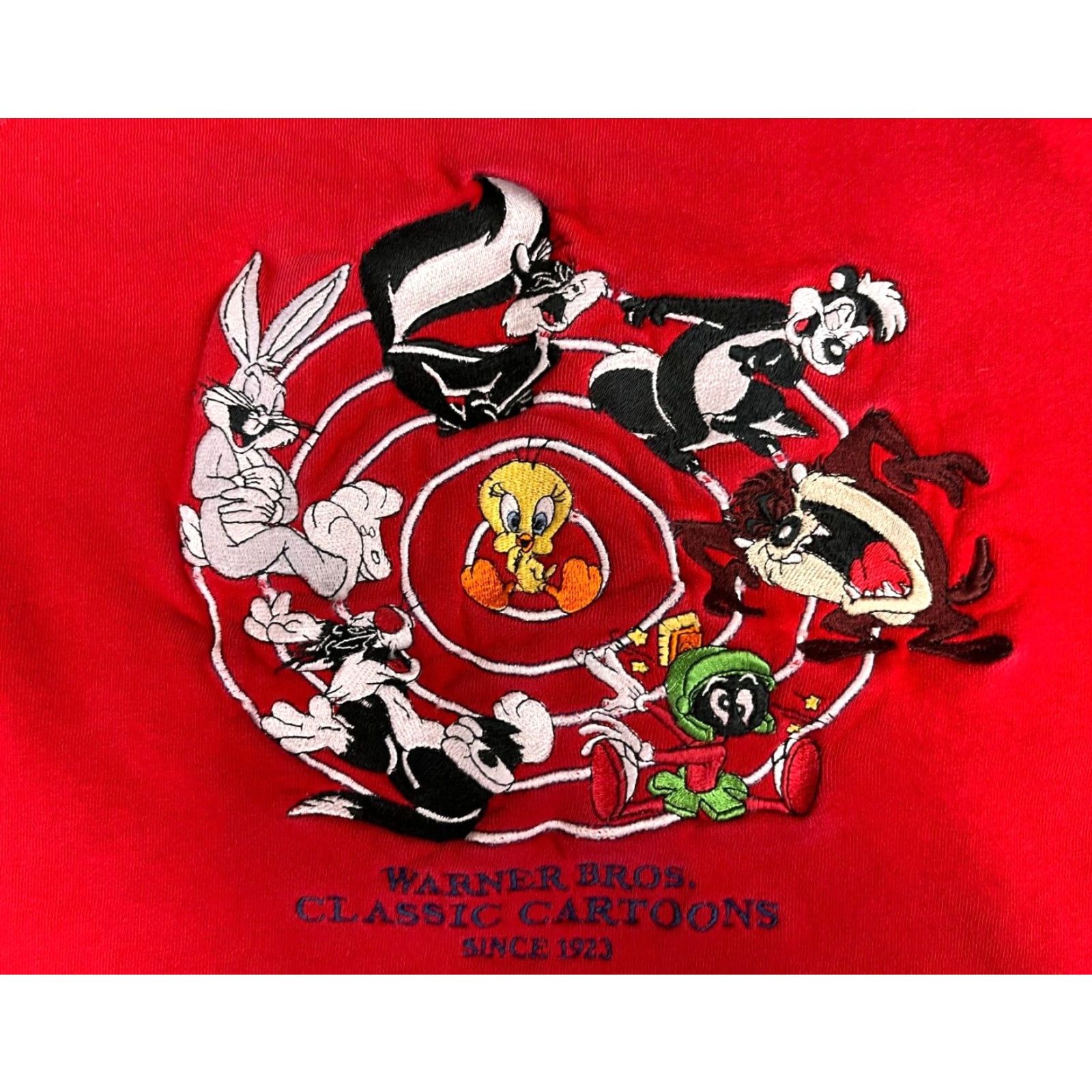 Vintage Warner Bros. Studio Store Unisex Adult Vintage 1997 Sweatshirt Crewneck Red Sz L Size US L / EU 52-54 / 3 - 7 Thumbnail