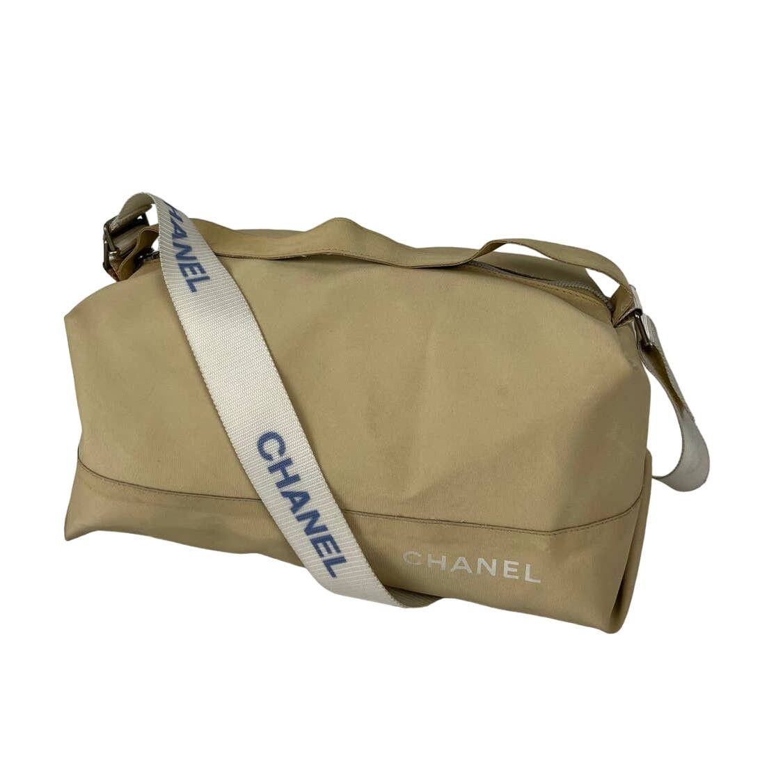 Chanel Sports Line Shoulder Bag Beige Canvas