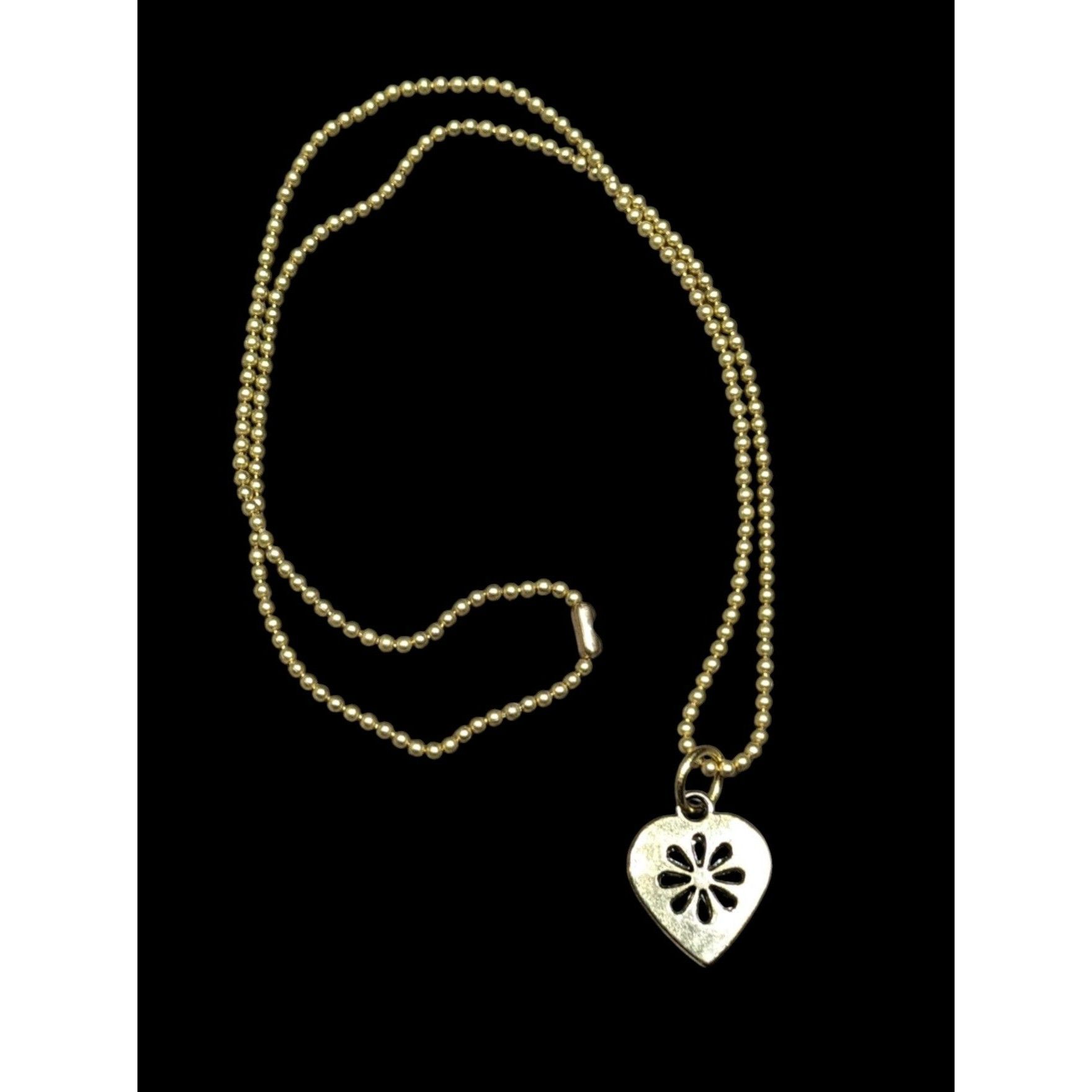 Other Minimalist Coquette Heart Pendant Necklace Gold Tone With Fl Size ONE SIZE - 1 Thumbnail