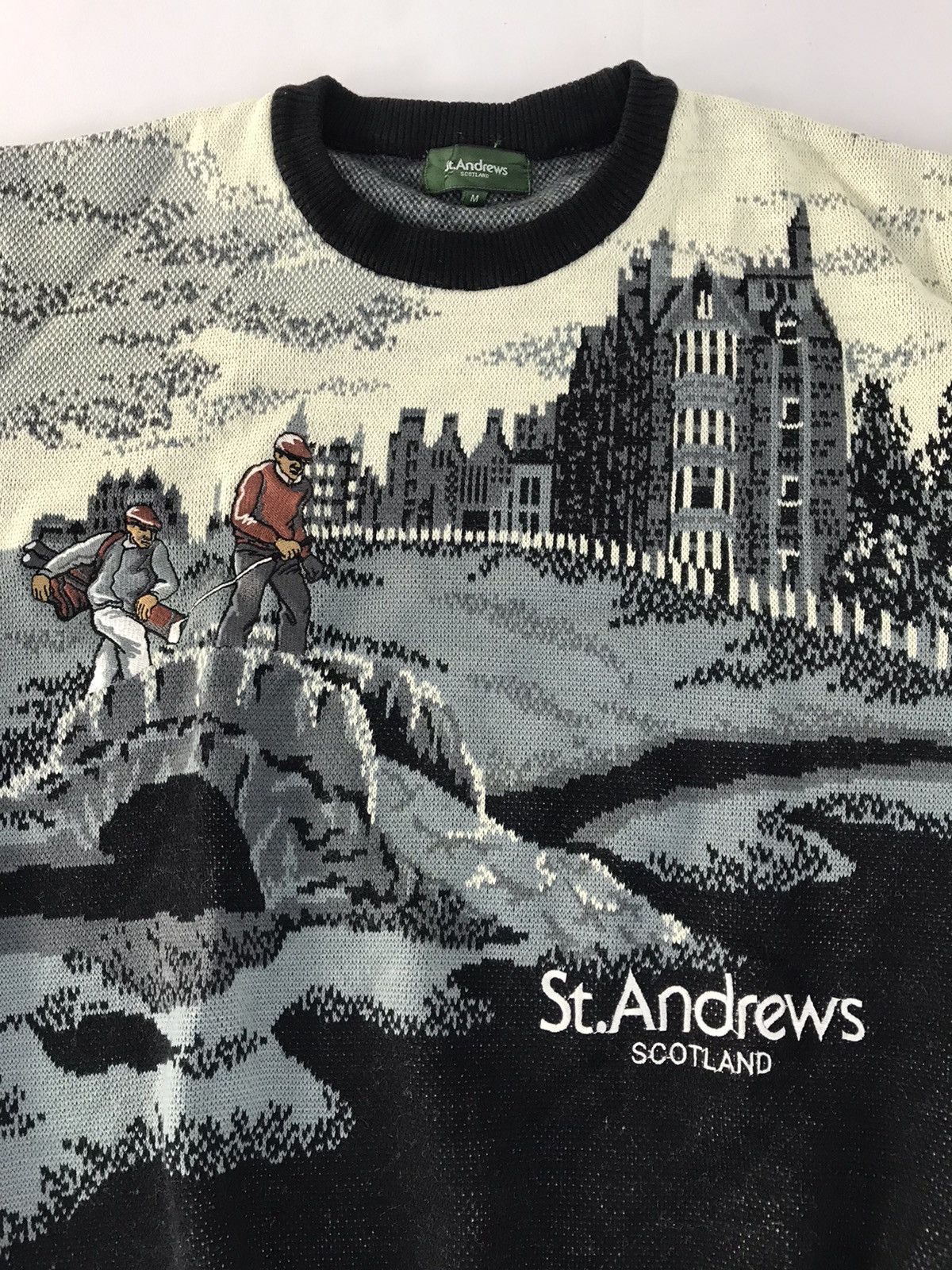 Vintage 90s St Andrew Scotland Landscape Golf Knitwear Wool Sweater Size US M / EU 48-50 / 2 - 4 Thumbnail