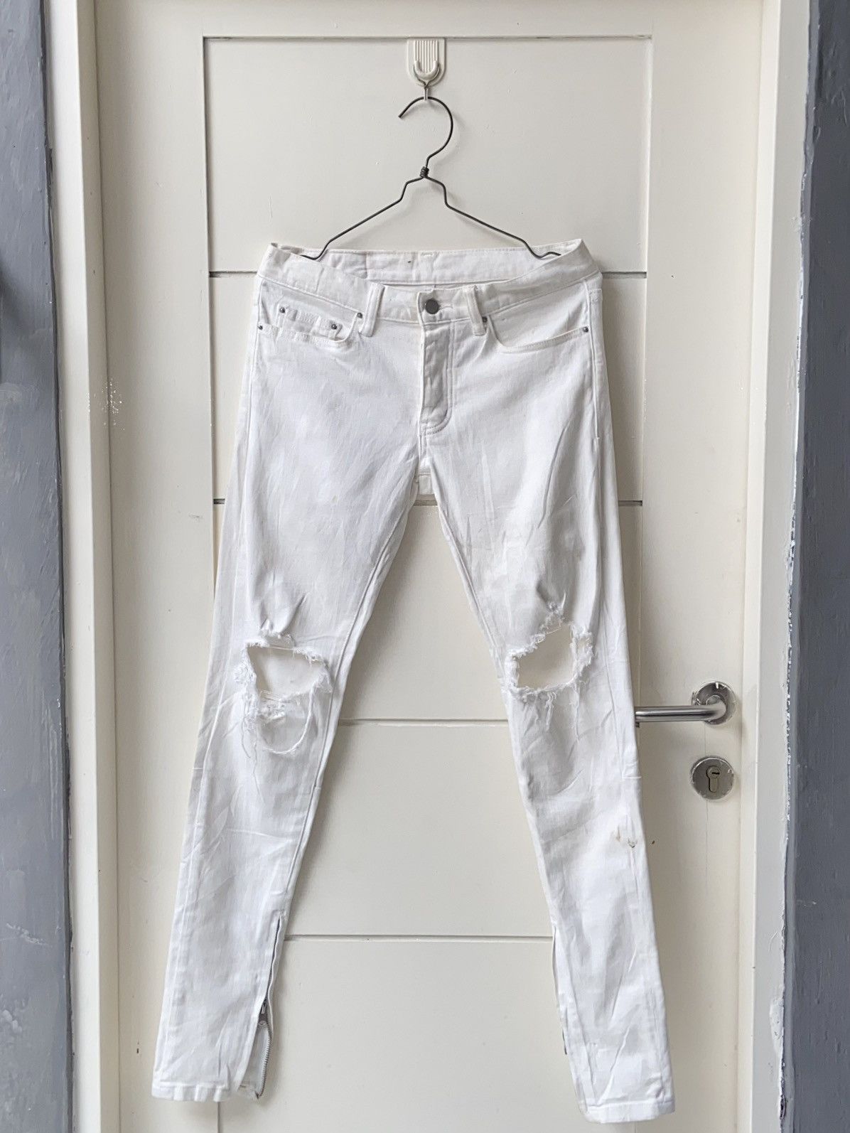 MNML MNML Zipper Skinny White Pants Size US 30 / EU 46 - 1 Thumbnail