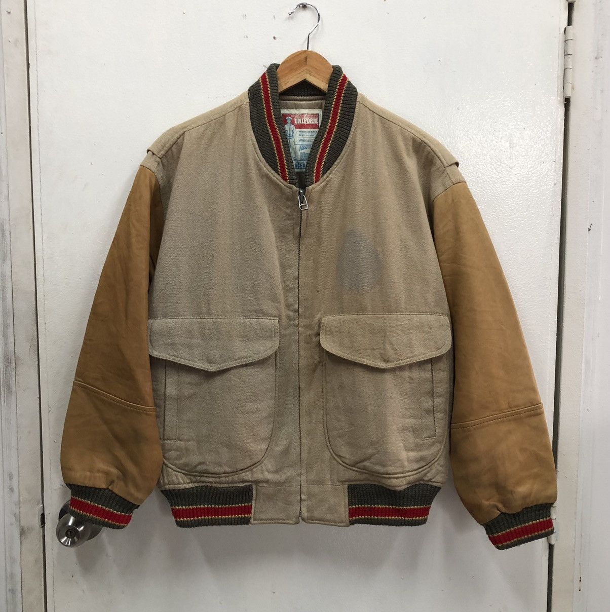 Vintage Vintage Scene Army/Navy Letterman Jacket Cowhide Leather Size US M / EU 48-50 / 2 - 8 Thumbnail